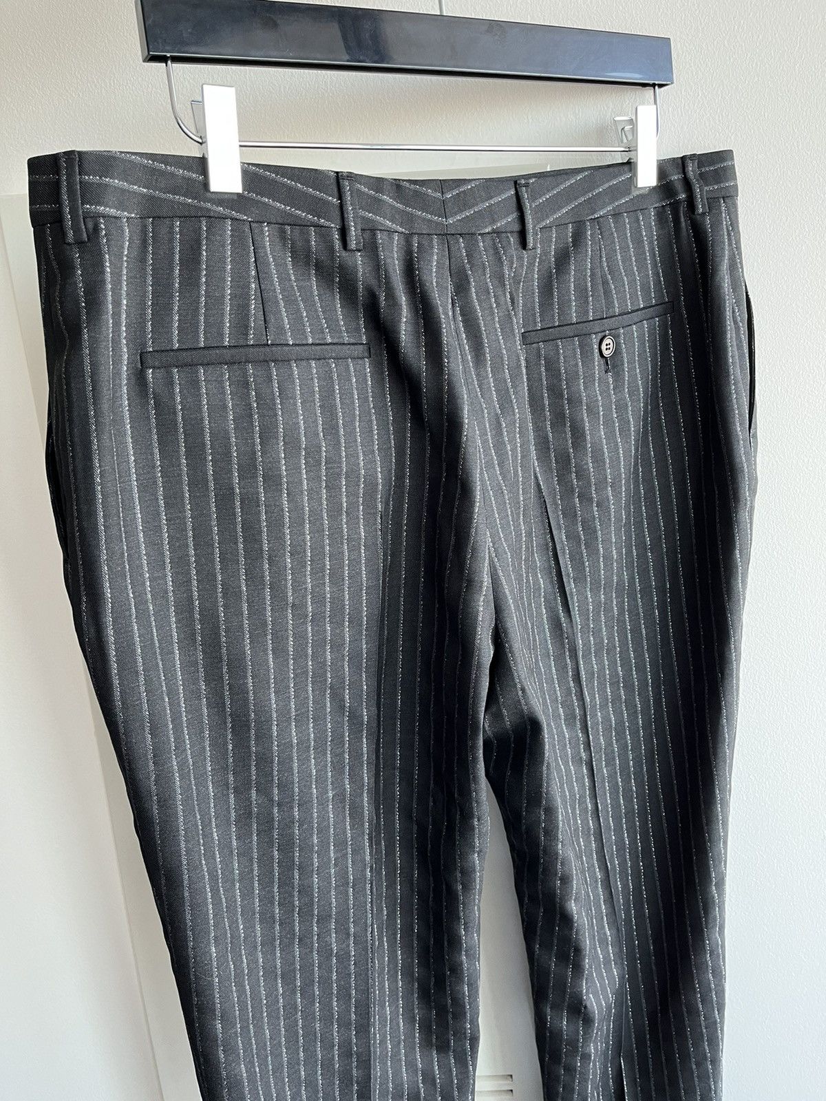 Hedi Slimane × Saint Laurent Paris × Yves Saint Laurent Super Runway $1,350 Value Striped Silk and Wool Pant New Size US 35 - 23 Thumbnail