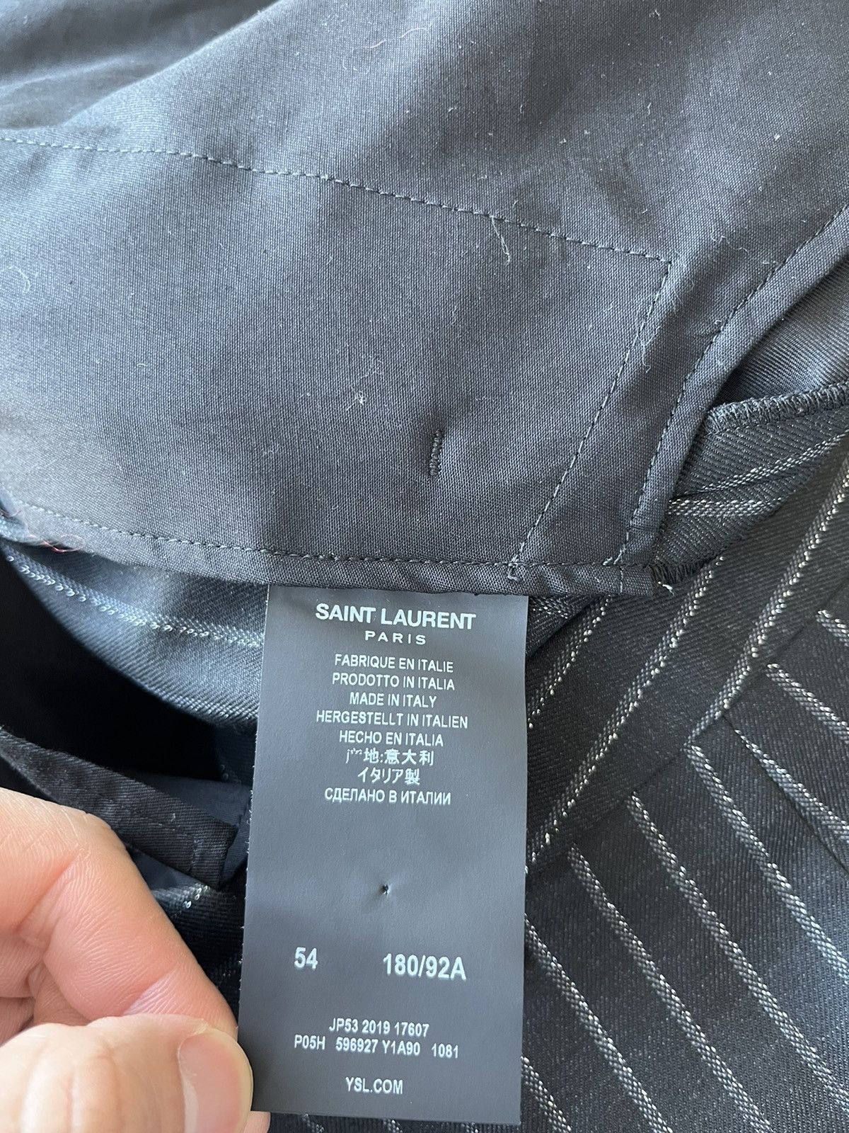 Hedi Slimane × Saint Laurent Paris × Yves Saint Laurent Super Runway $1,350 Value Striped Silk and Wool Pant New Size US 35 - 5 Thumbnail