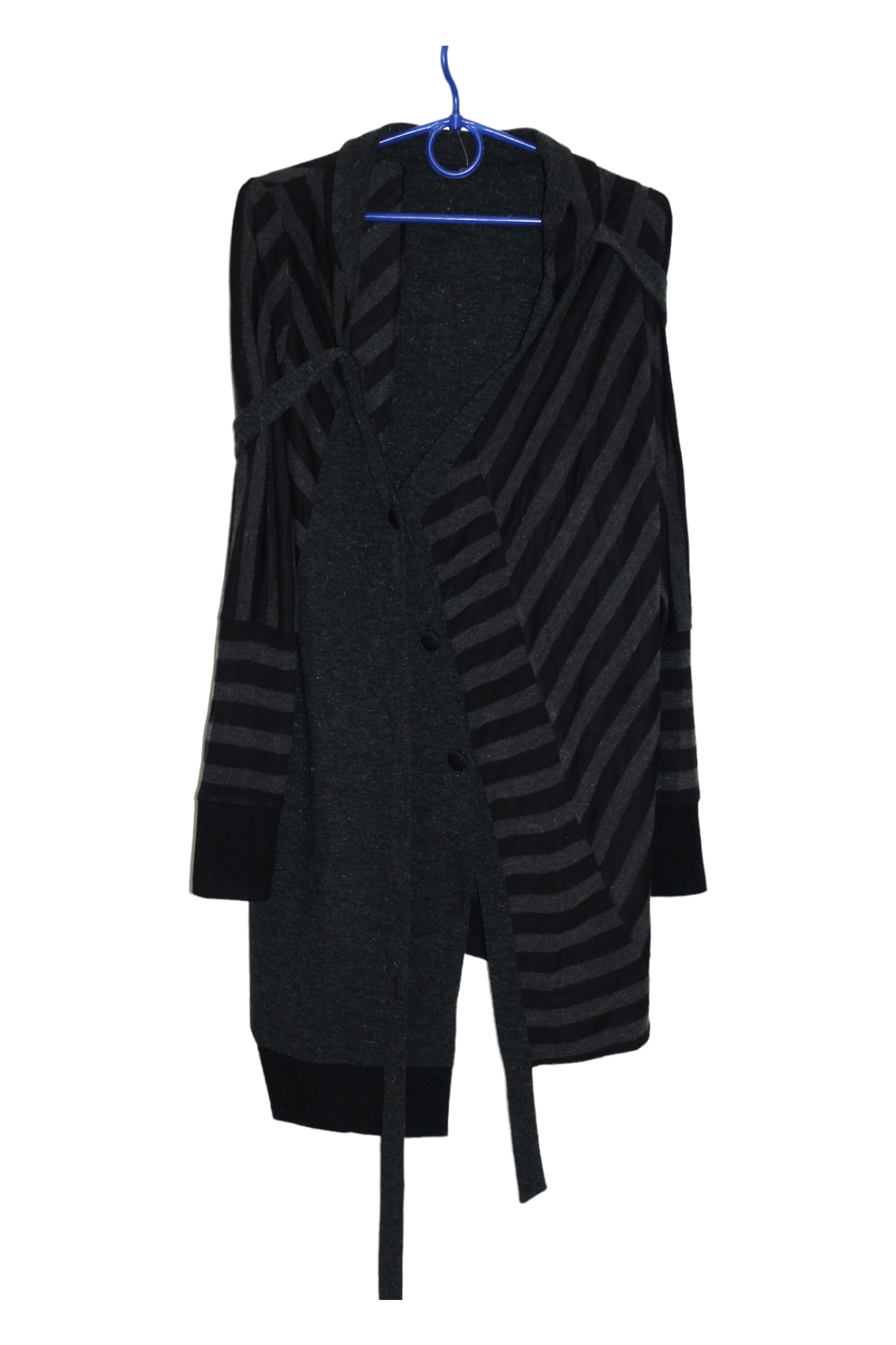 Japanese Brand BNX by Avista Inc Striped Knitted Asymmetrical Cardigan Size L / US 10 / IT 46 - 1 Thumbnail