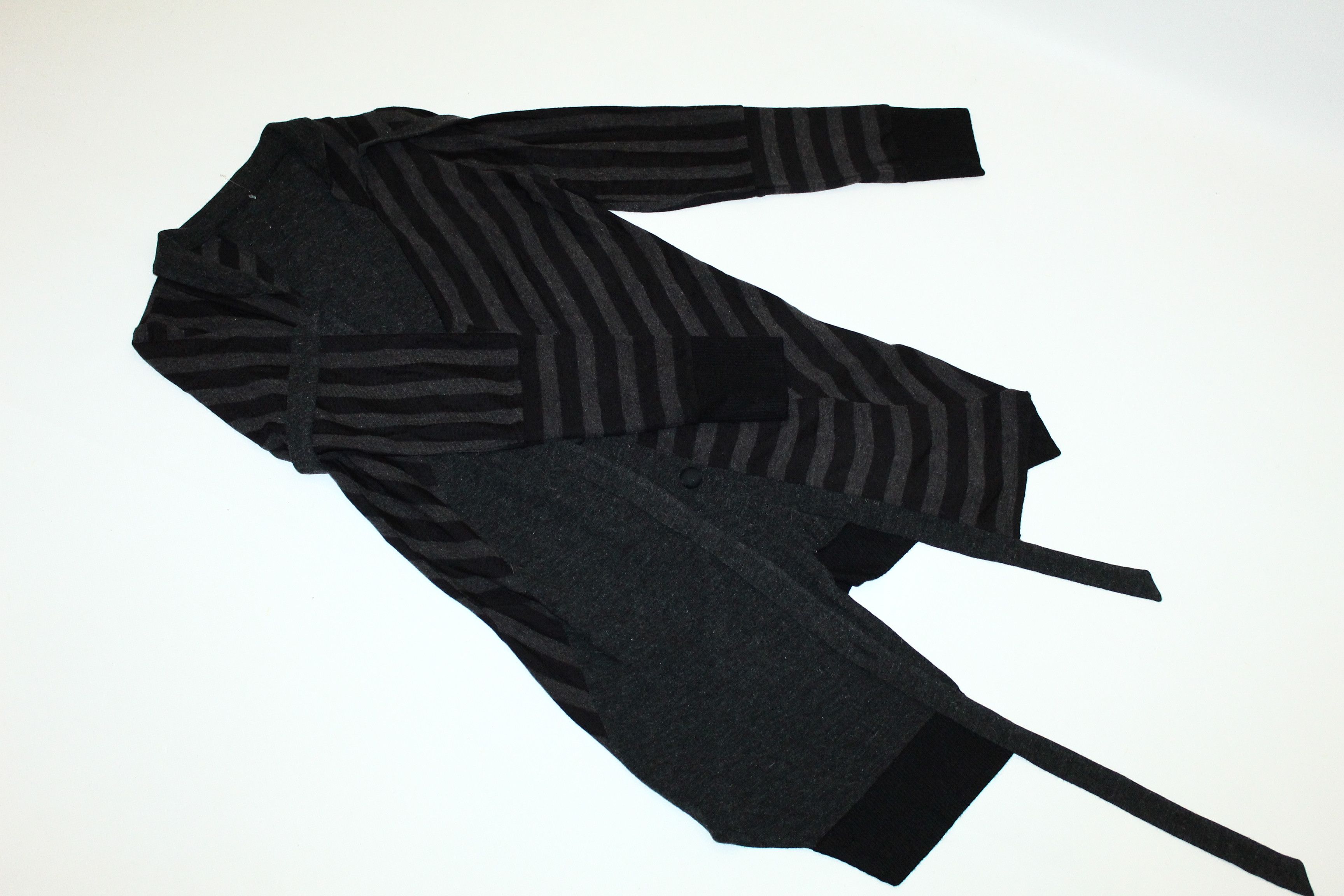 Japanese Brand BNX by Avista Inc Striped Knitted Asymmetrical Cardigan Size L / US 10 / IT 46 - 2 Thumbnail