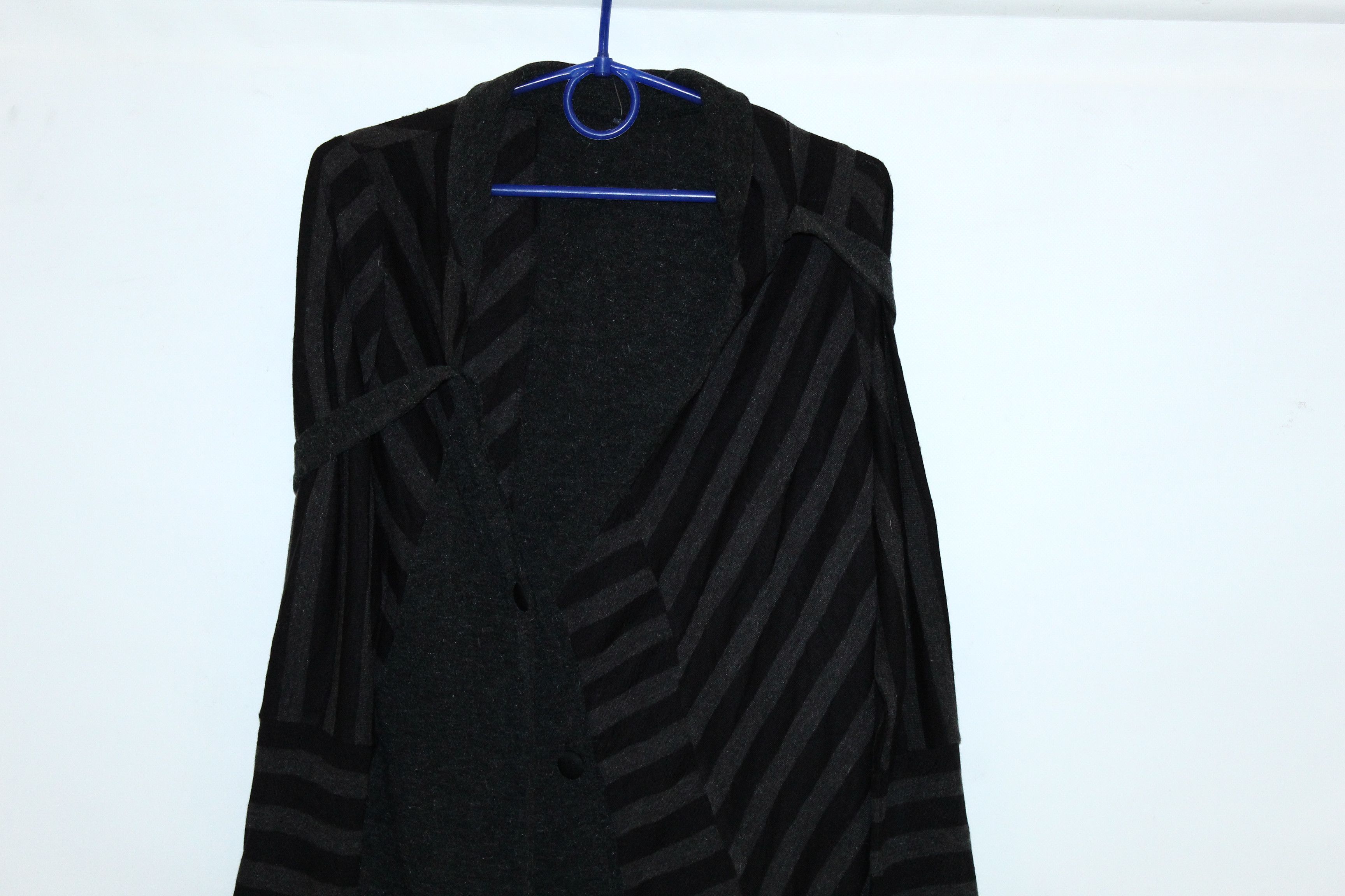 Japanese Brand BNX by Avista Inc Striped Knitted Asymmetrical Cardigan Size L / US 10 / IT 46 - 3 Thumbnail
