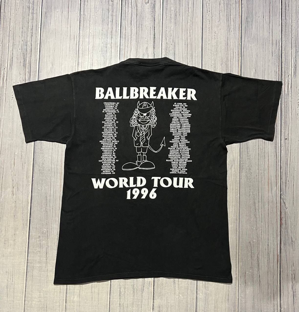 image of Acdc x Rock Band Vintage Ac/dc Ballbreaker World Tour 1996 T-Shirt Rock Band in Black (Size XL)