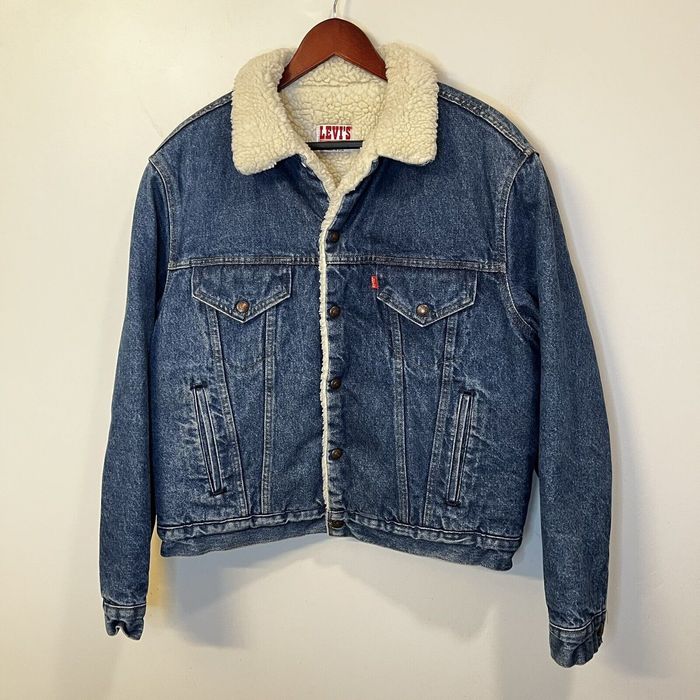 Vintage 80s Levi's San Francisco Sherpa Lined Denim Trucker Jacket ...