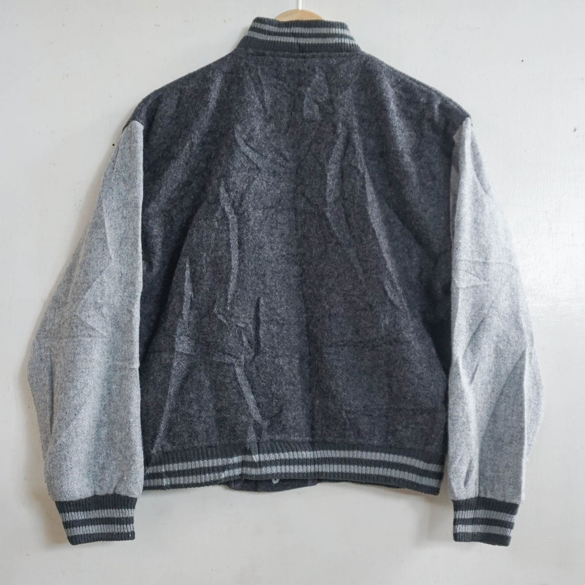 Japanese Brand Dark & Light Grey Varsity Jacket Size US M / EU 48-50 / 2 - 2 Thumbnail
