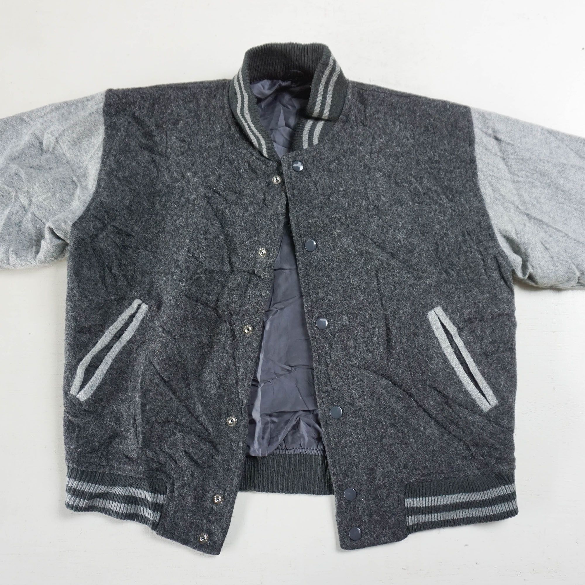 Japanese Brand Dark & Light Grey Varsity Jacket Size US M / EU 48-50 / 2 - 5 Thumbnail