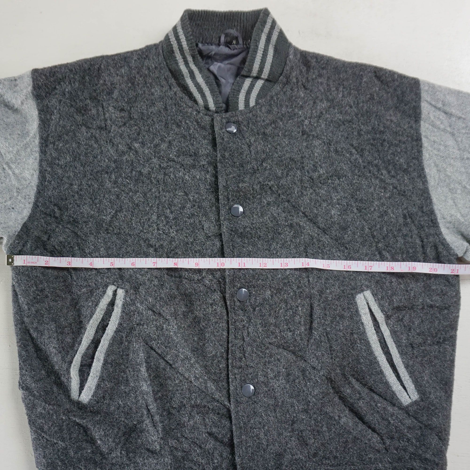 Japanese Brand Dark & Light Grey Varsity Jacket Size US M / EU 48-50 / 2 - 8 Thumbnail