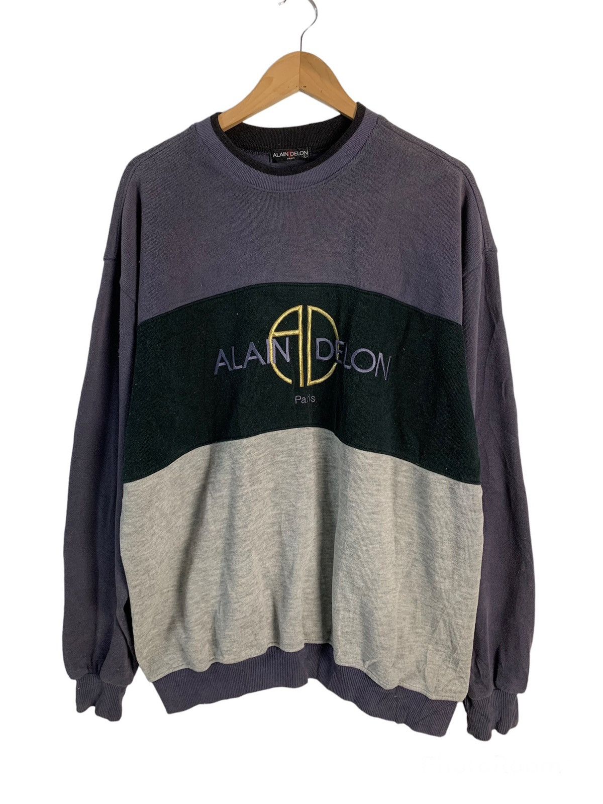 image of Alain Delon Big Logo Color Block Sweatshirt, Men's (Size XL)