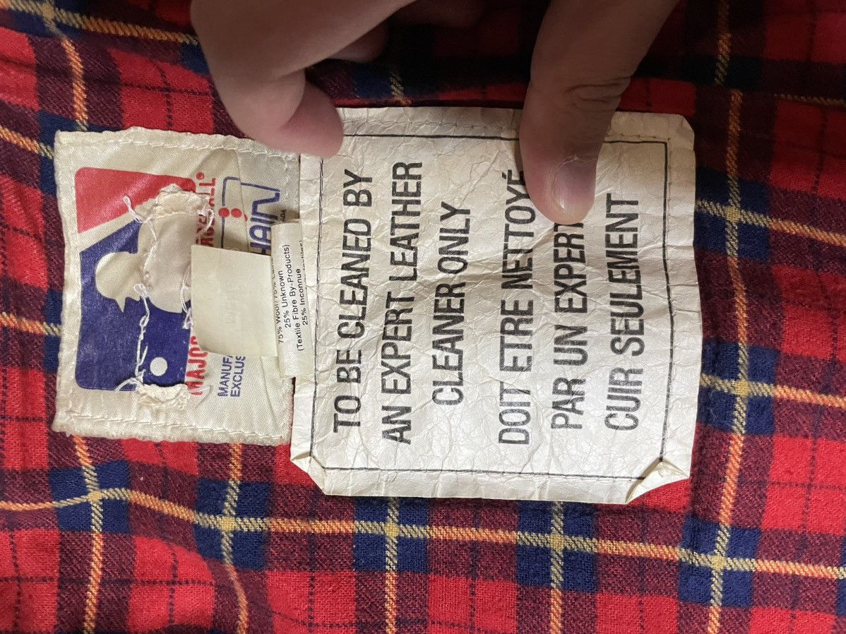 MLB 80s New York Yankees Plaid Lined Leather Varsity Jacket Size US M / EU 48-50 / 2 - 2 Thumbnail