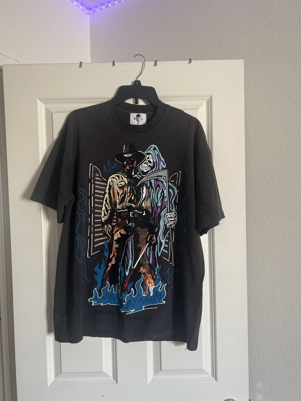 image of Warren Lotus Cowboy X Grim Reaper T-Shirt in Black, Men's (Size Large)