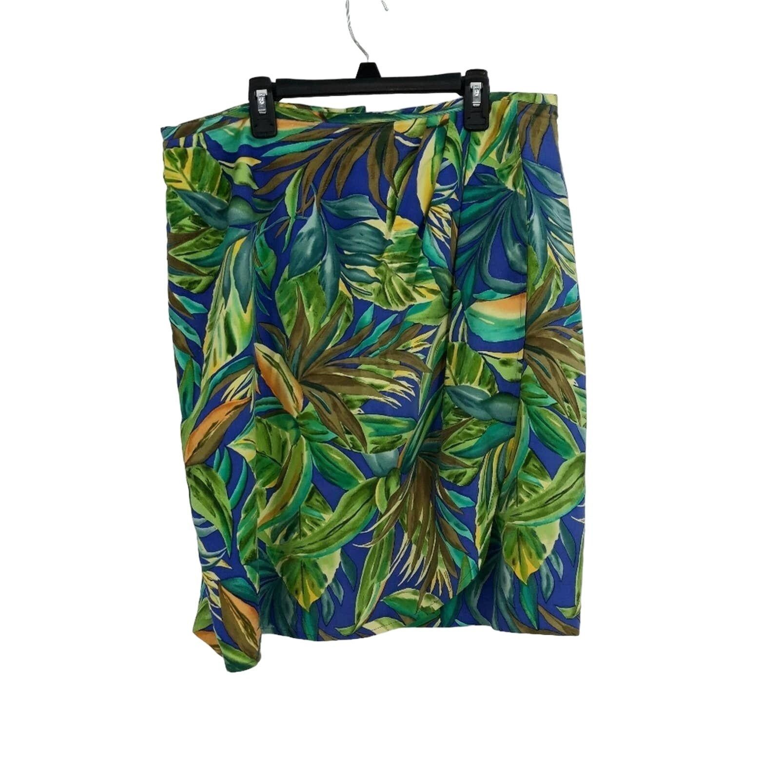 80's Talbots Wrap Skirt Silk Hawaiian Tropical Island Palm L