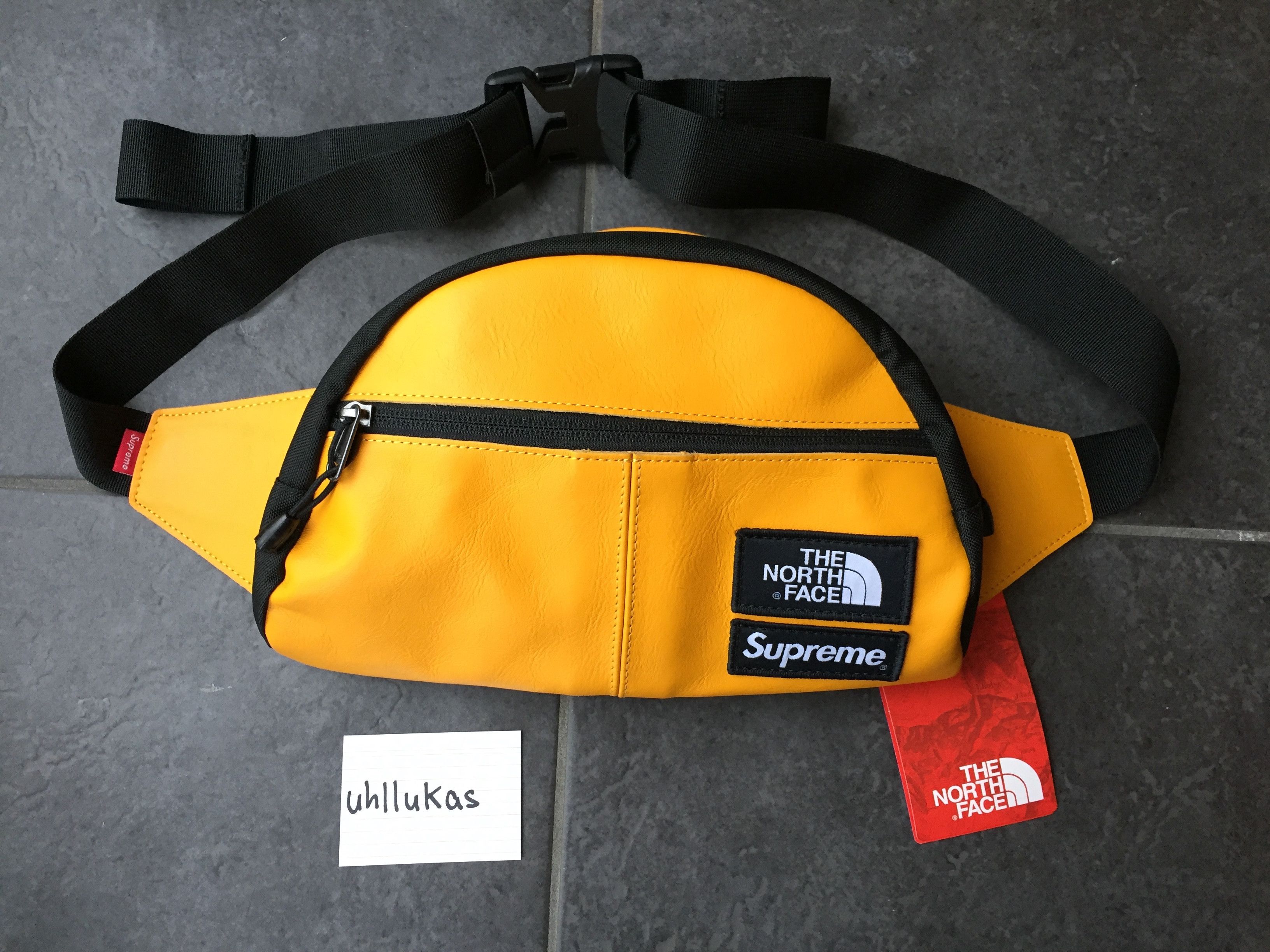 Supreme Supreme The North Face Leather Lumbar Pack Waist Bag Yellow FW17 Box Logo Fanny Grailed