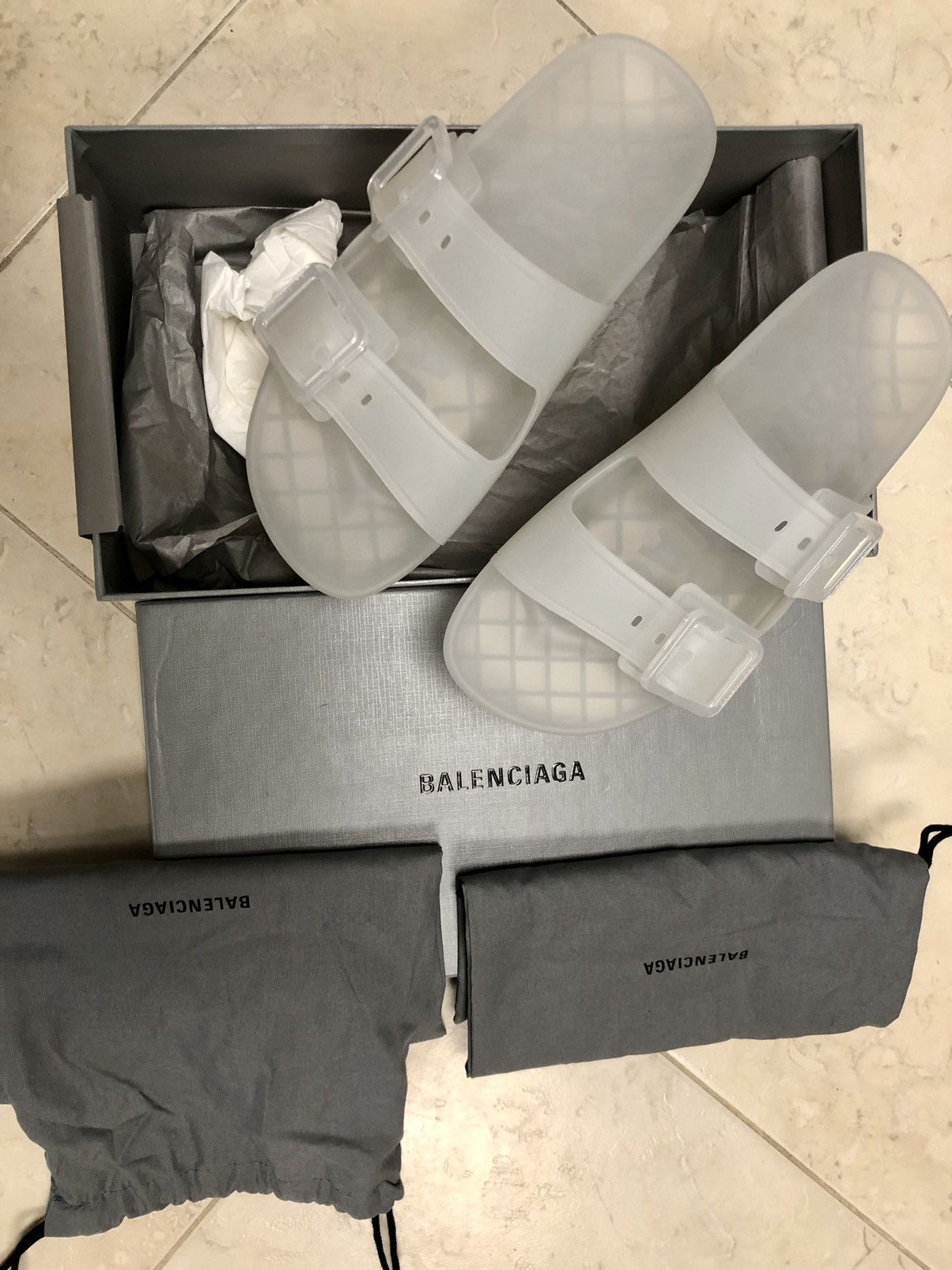 Balenciaga Mallorca Transparent Dual-Buckle Slide Sandals Size US 7 / EU 40 - 4 Thumbnail