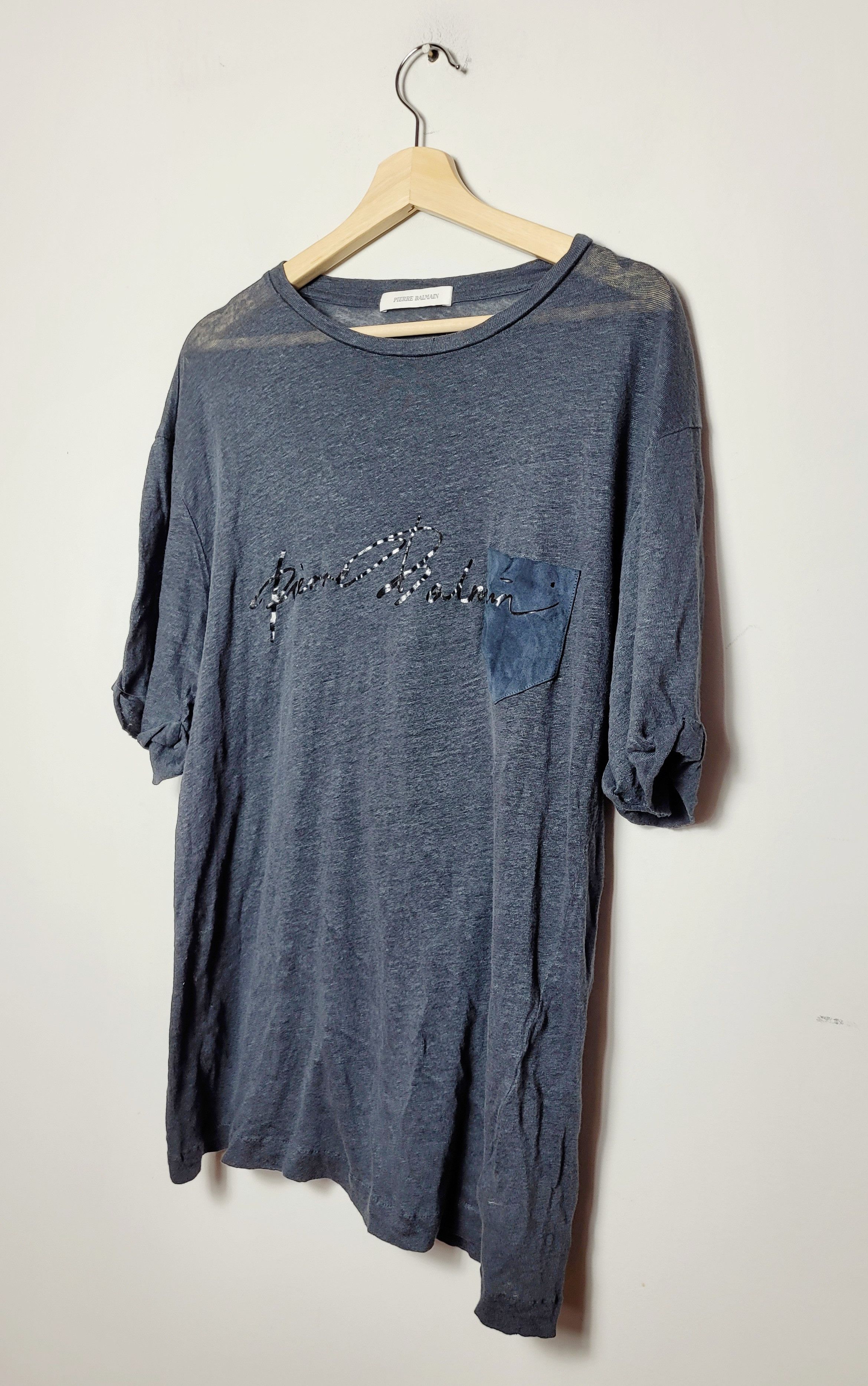 Balmain × Pierre Balmain Pierre BALMAIN 100% linen t-shirt Size US XL / EU 56 / 4 - 5 Thumbnail