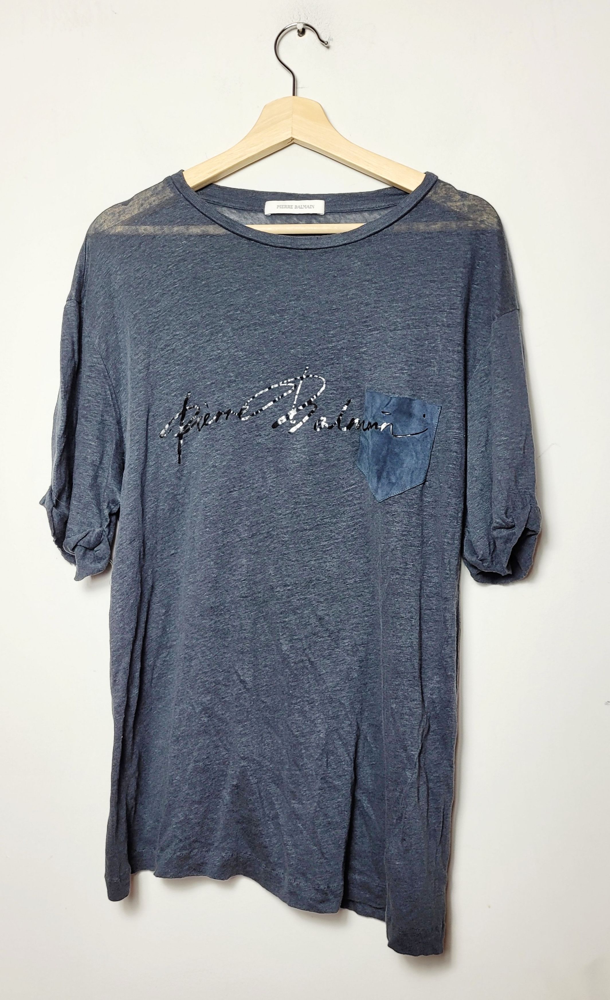Balmain × Pierre Balmain Pierre BALMAIN 100% linen t-shirt Size US XL / EU 56 / 4 - 1 Thumbnail