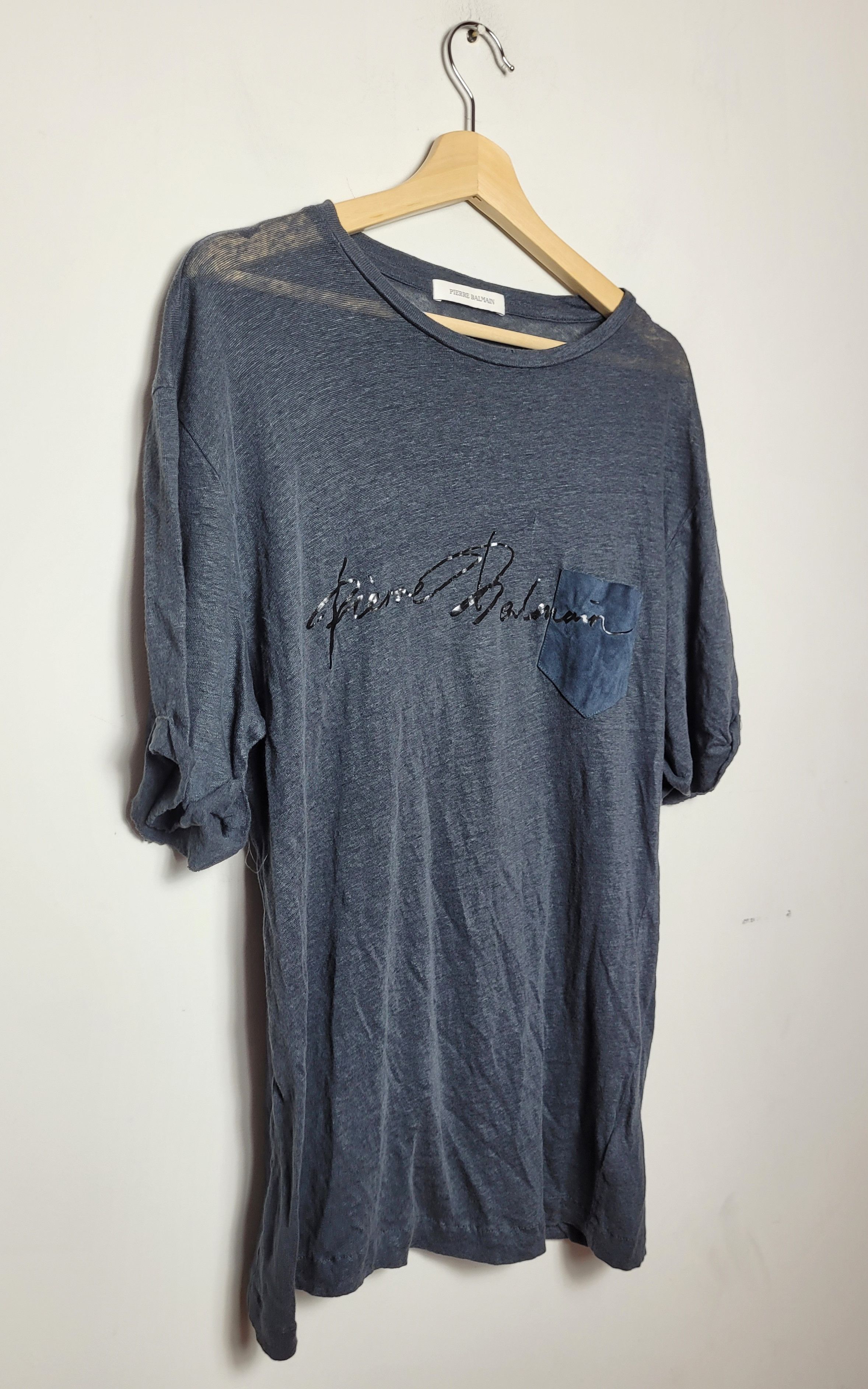 Balmain × Pierre Balmain Pierre BALMAIN 100% linen t-shirt Size US XL / EU 56 / 4 - 4 Thumbnail