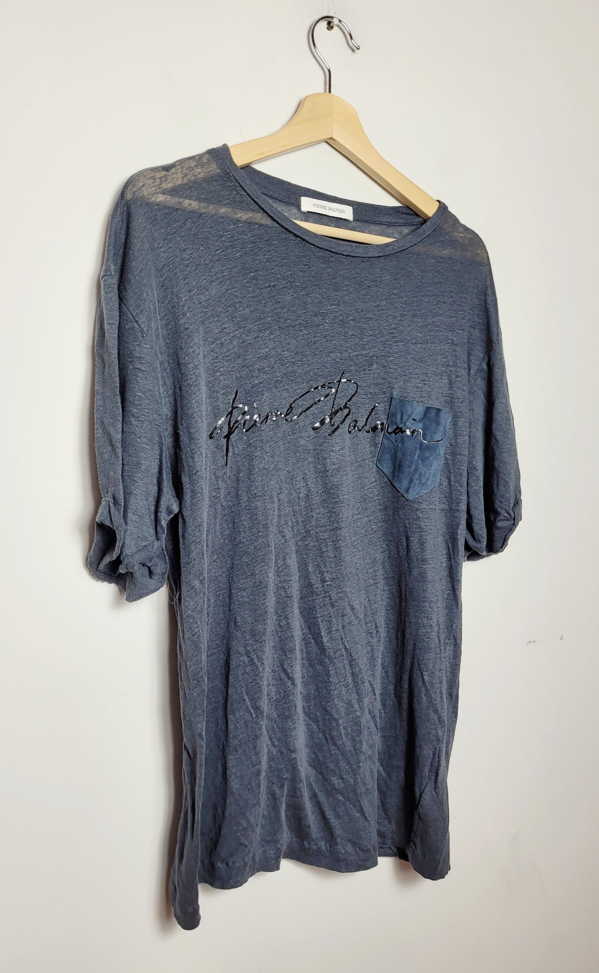 Balmain × Pierre Balmain Pierre BALMAIN 100% linen t-shirt Size US XL / EU 56 / 4 - 3 Thumbnail