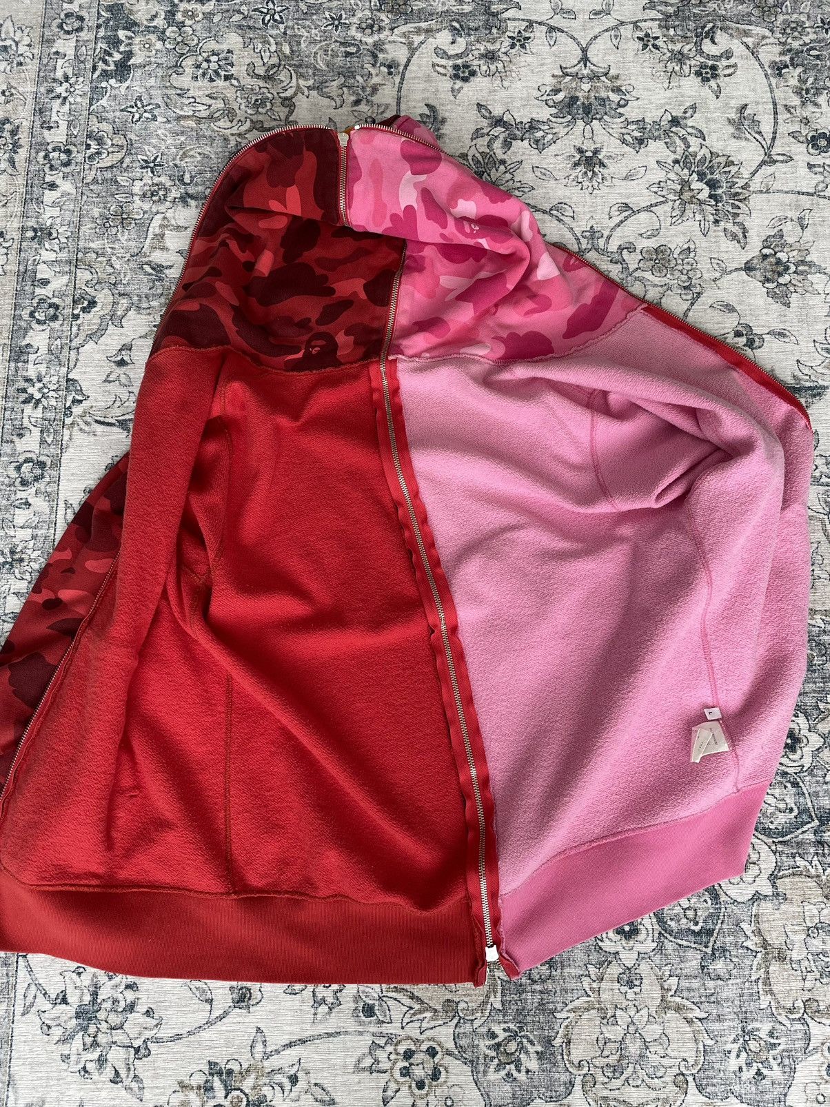 Bape Bape half half red pink shark camo zip up hoodie WGM Size US L / EU 52-54 / 3 - 5 Thumbnail