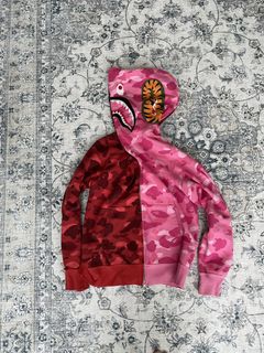 Red and best sale pink bape hoodie