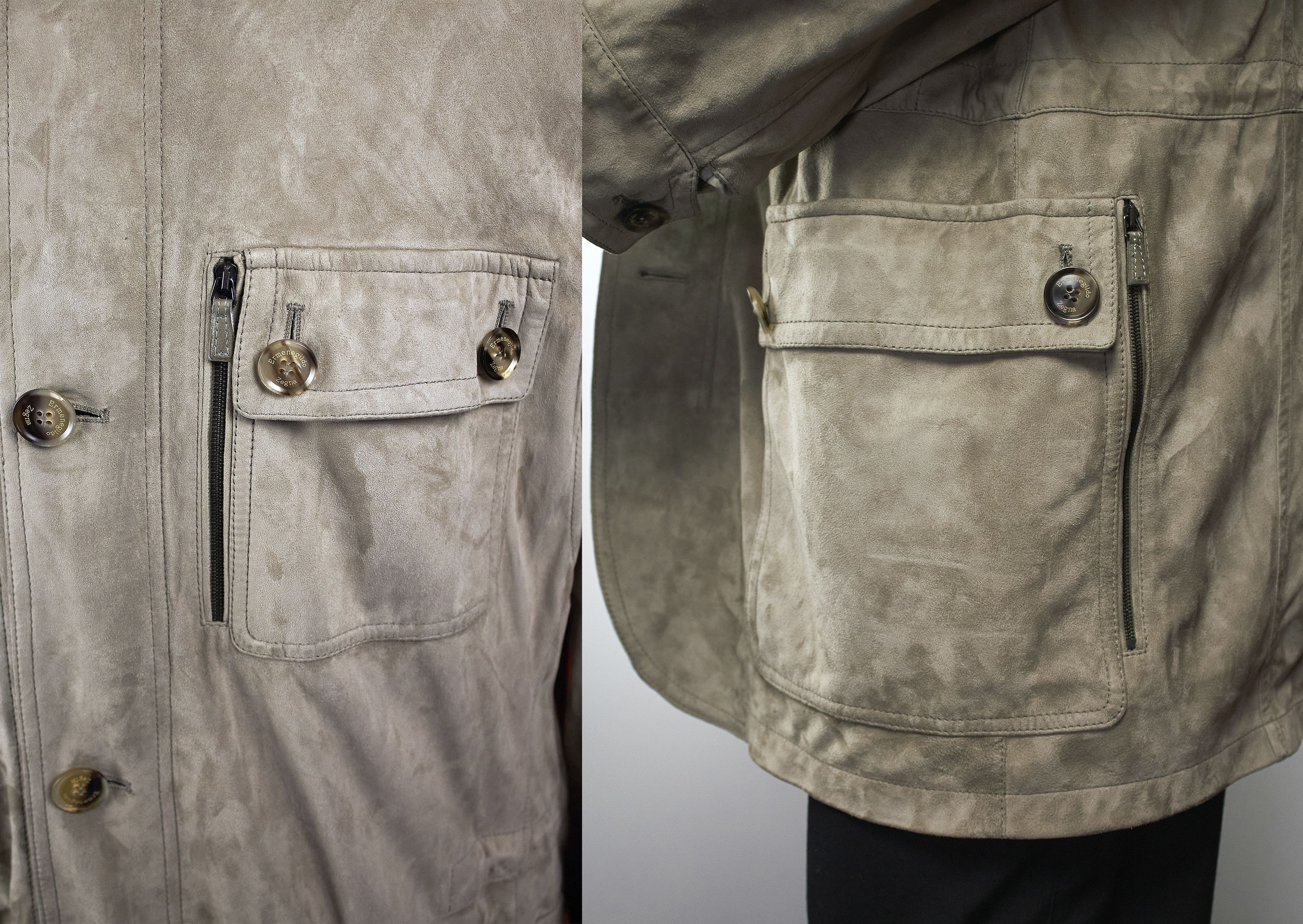 Ermenegildo Zegna Ermenegildo Zegna Goat Suede Leather Jacket, Taupe, Italy Size US XXL / EU 58 / 5 - 7 Thumbnail
