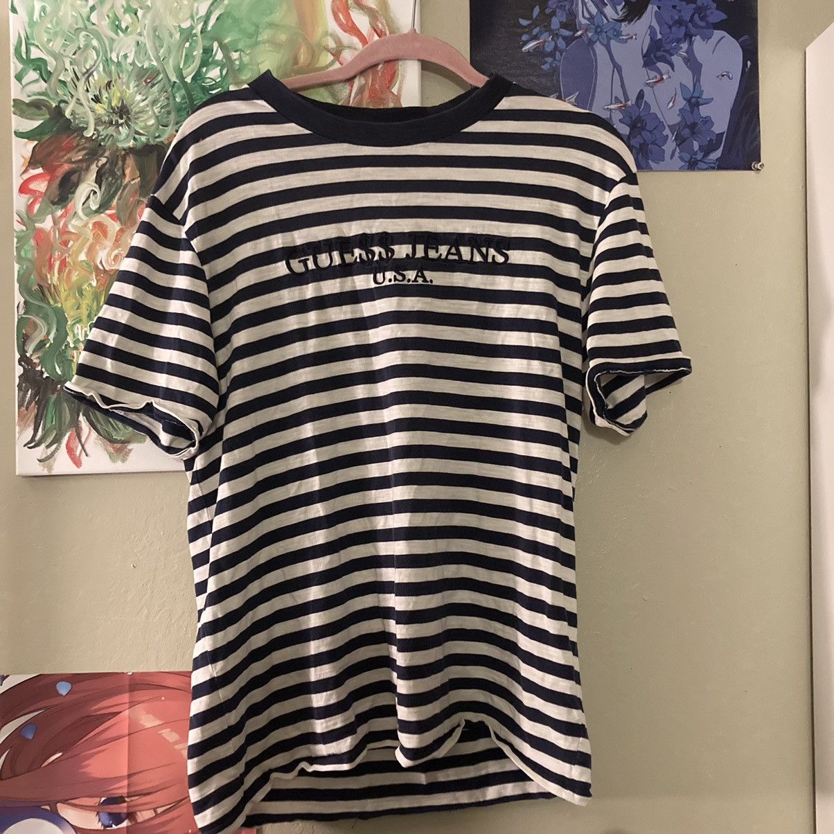 Guess GUESS ASAP ROCKY NAVY STRIPED T SHIRT Grailed