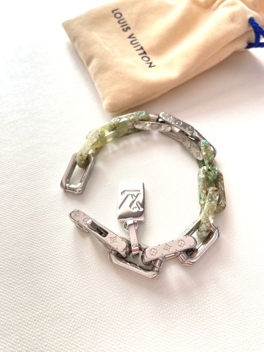 Louis Vuitton Monogram LV Chain Links Bracelet, Silver, M(19cm)