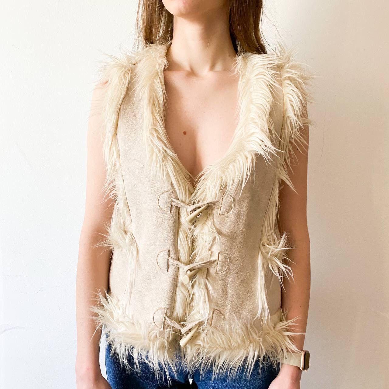 Japanese Brand × Vintage Japanese Vintage Suede Faux Fur Vest issey miyake style y2k Size M / US 6-8 / IT 42-44 - 3 Thumbnail