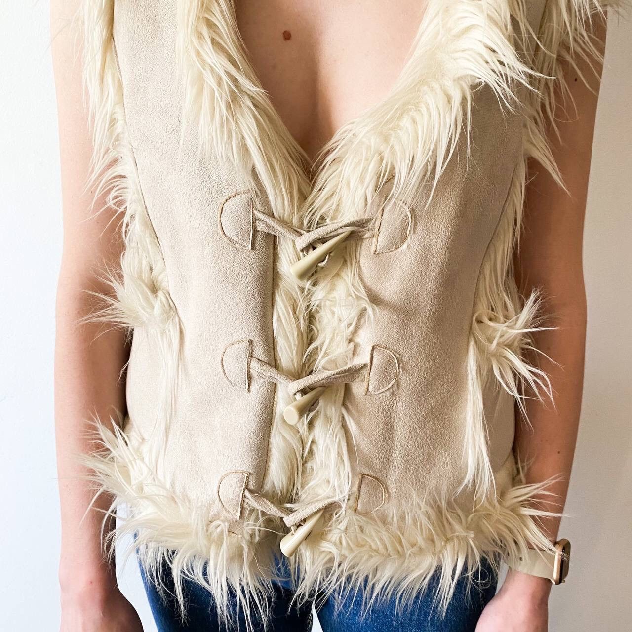Japanese Brand × Vintage Japanese Vintage Suede Faux Fur Vest issey miyake style y2k Size M / US 6-8 / IT 42-44 - 5 Thumbnail