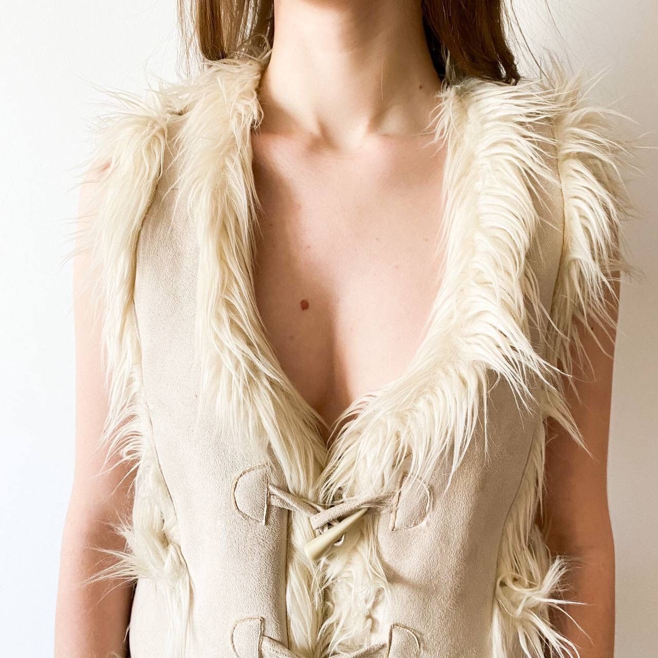 Japanese Brand × Vintage Japanese Vintage Suede Faux Fur Vest issey miyake style y2k Size M / US 6-8 / IT 42-44 - 4 Thumbnail