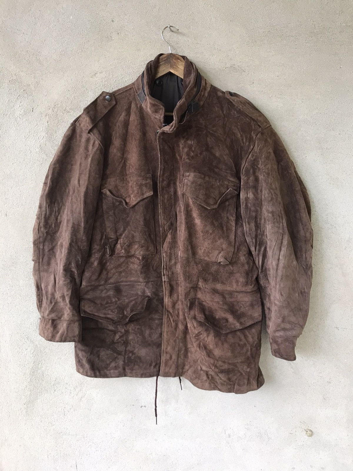 Vintage RARE VINTAGE 80s MILITARY LEATHER JACKET Size US M / EU 48-50 / 2 - 4 Thumbnail