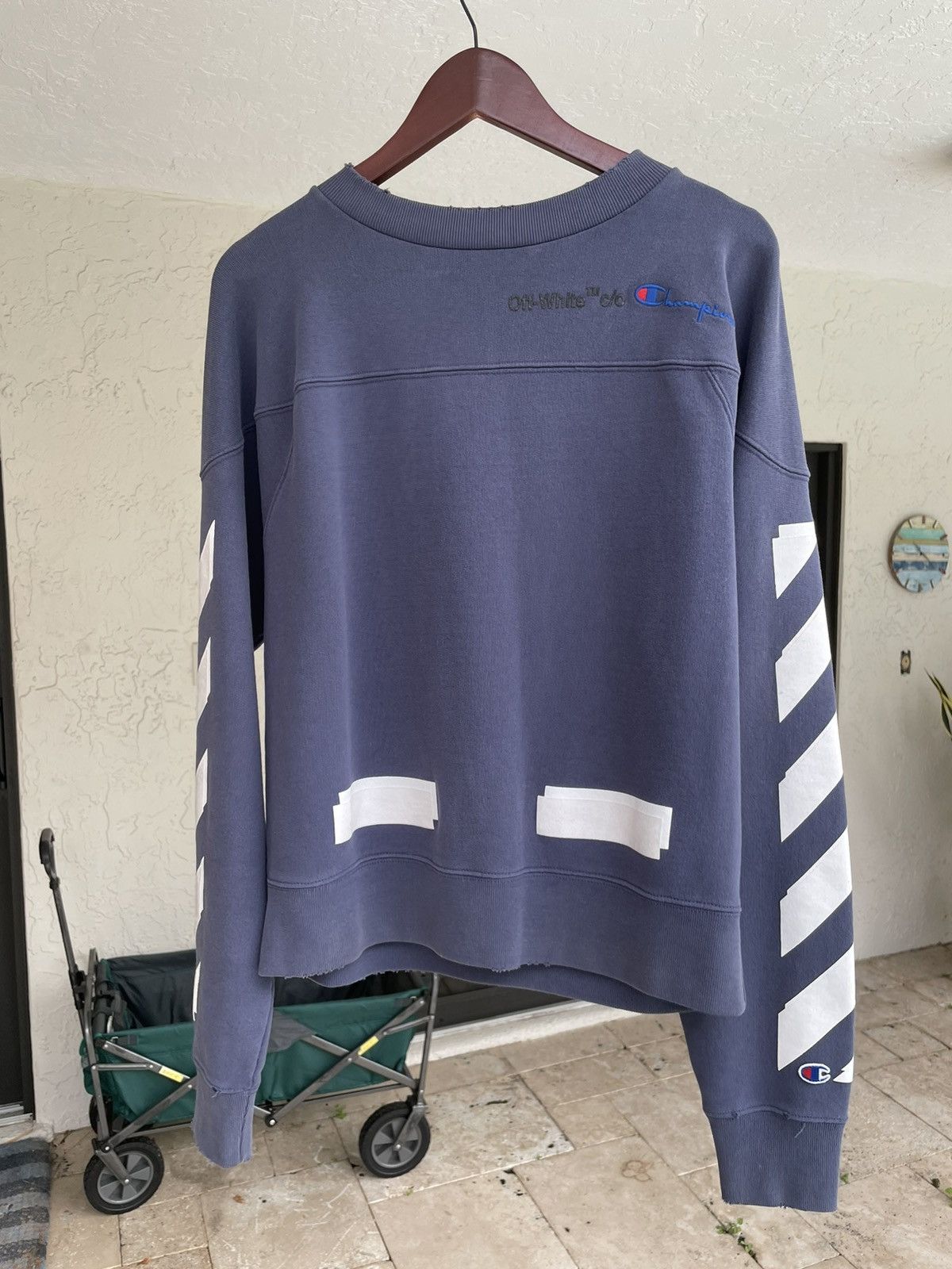 Champion Off White Dusty Blue Champion Sweatshirt Grailed