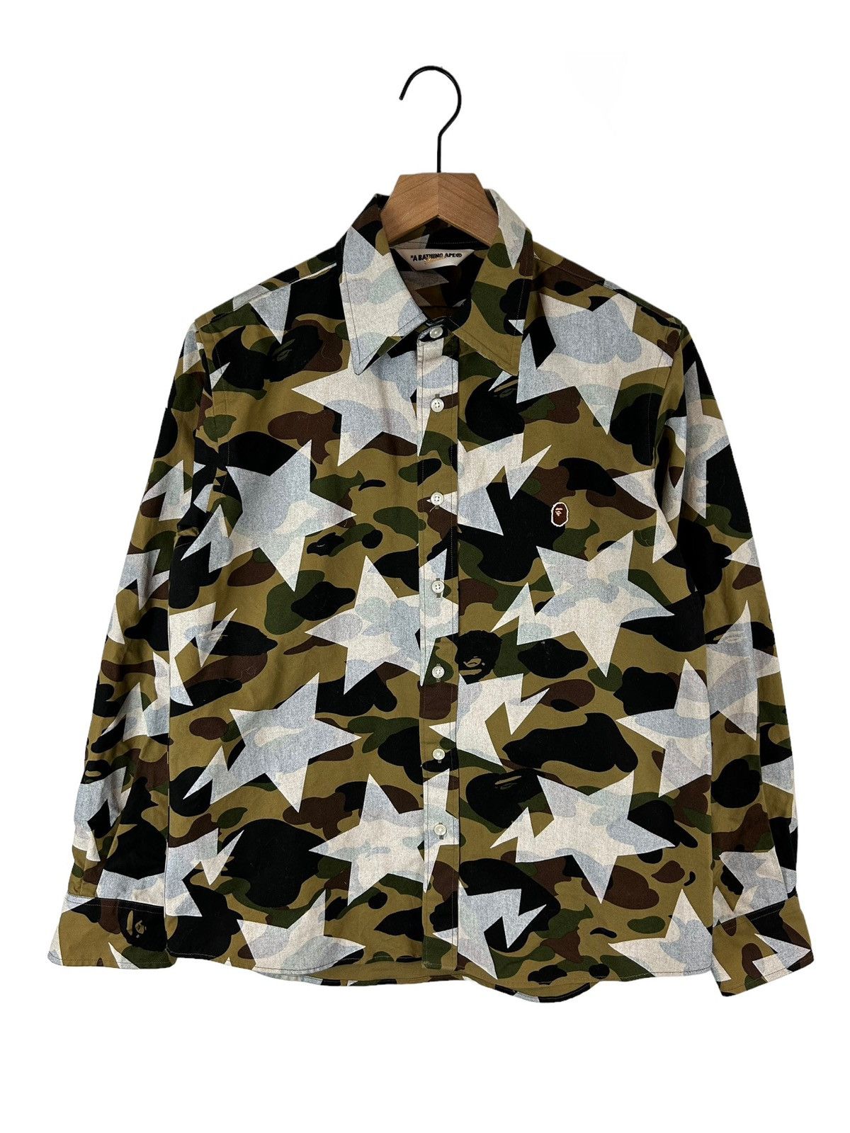 Bape 1st Camo Sta Pattern Button Up Shirt | Grailed