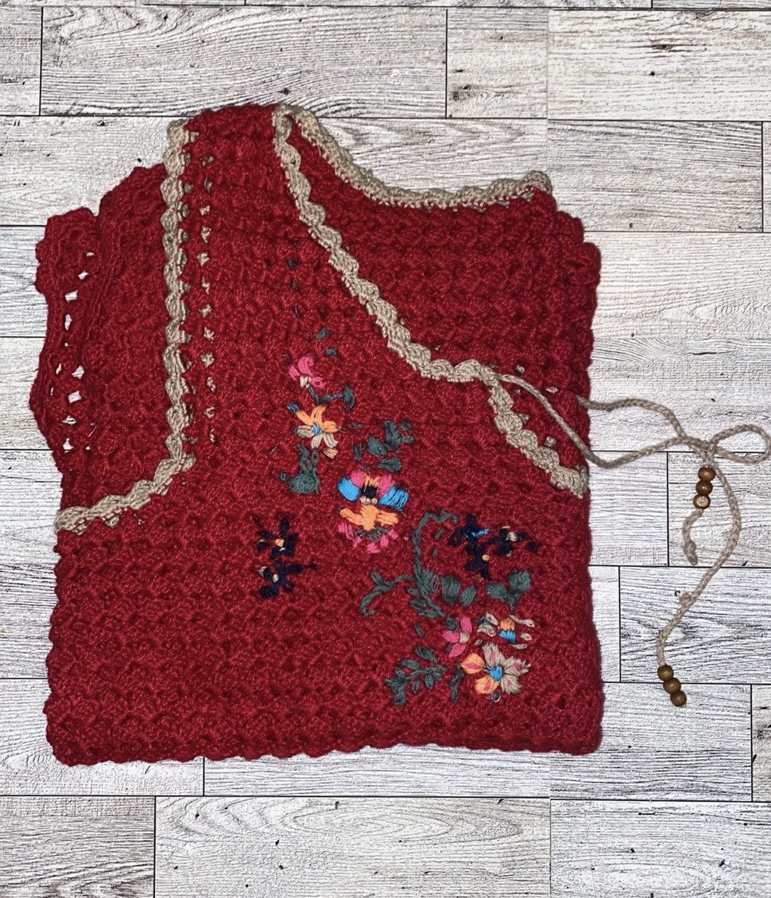 Handmade × Vintage VTG, Handmade, Open Knit, Embroidered Tank Top Size L / US 10 / IT 46 - 13 Thumbnail