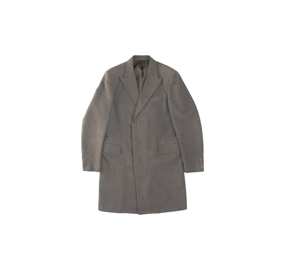 Pre-owned Helmut Lang Aw2001 Moleskin Peaked Lapel Chesterfield In Grey