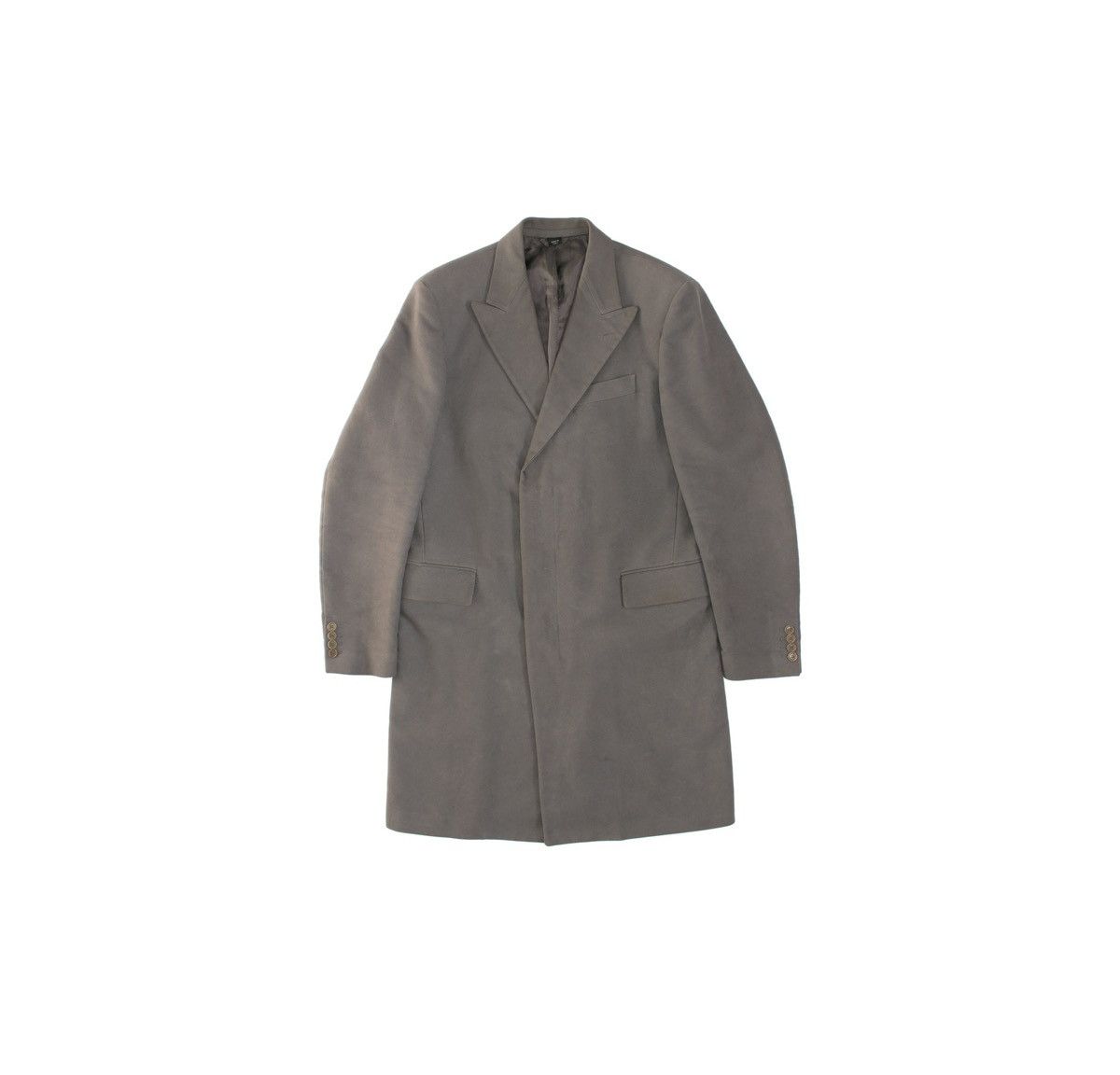 image of Helmut Lang Aw2001 Moleskin Peaked Lapel Chesterfield in Grey, Men's (Size Medium)