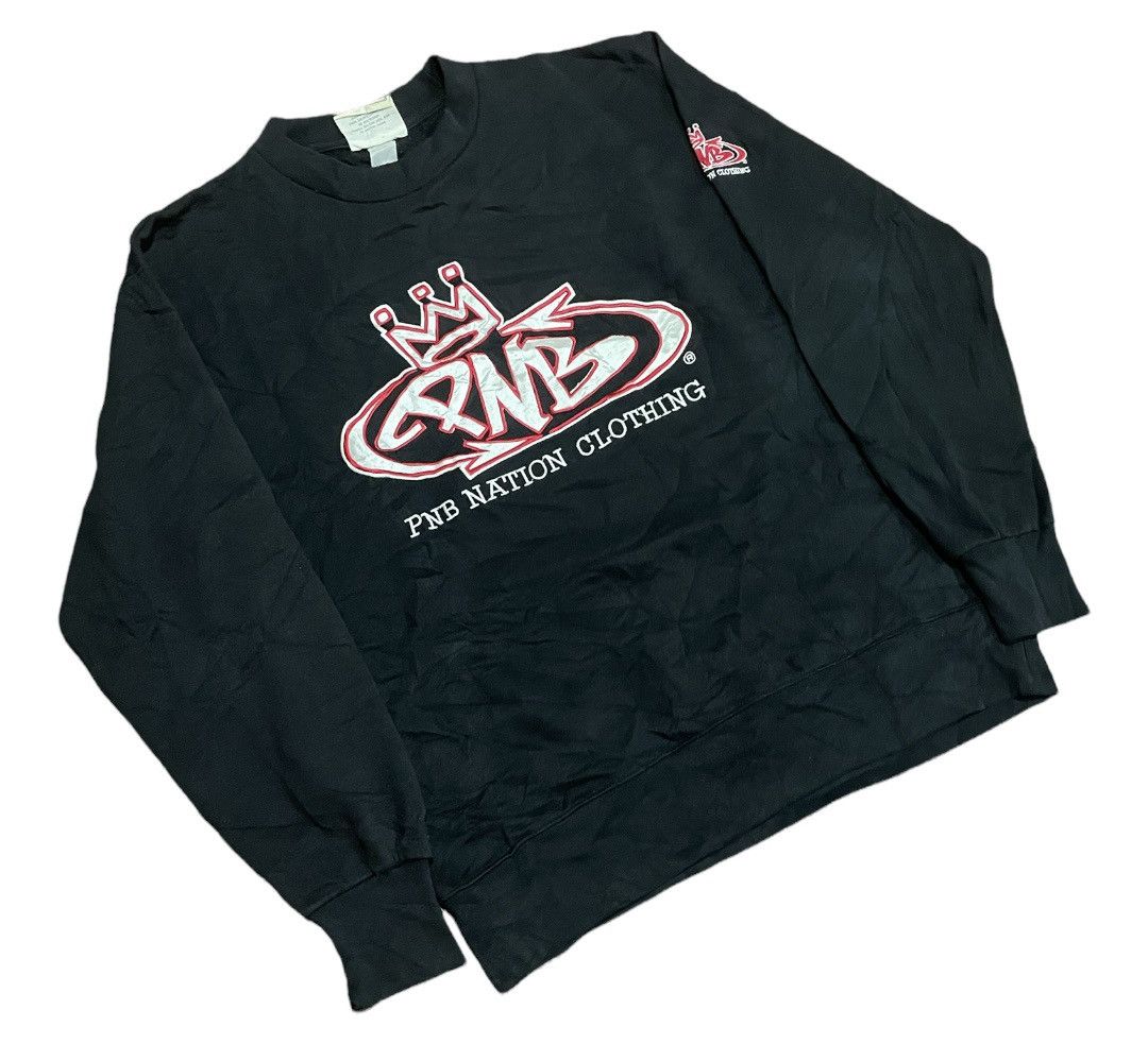 Hook-Ups 90s PNB Nation Clothing Rap Hip Hop Distressed Pullover Size US XL / EU 56 / 4 - 2 Thumbnail