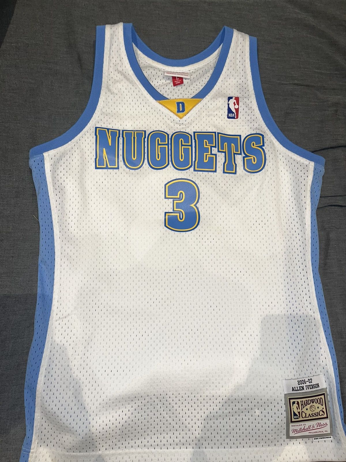 Rare 2007 NBA Authnetic Denver Nuggets “key To The Rockies” Iverson Jersey  4XL