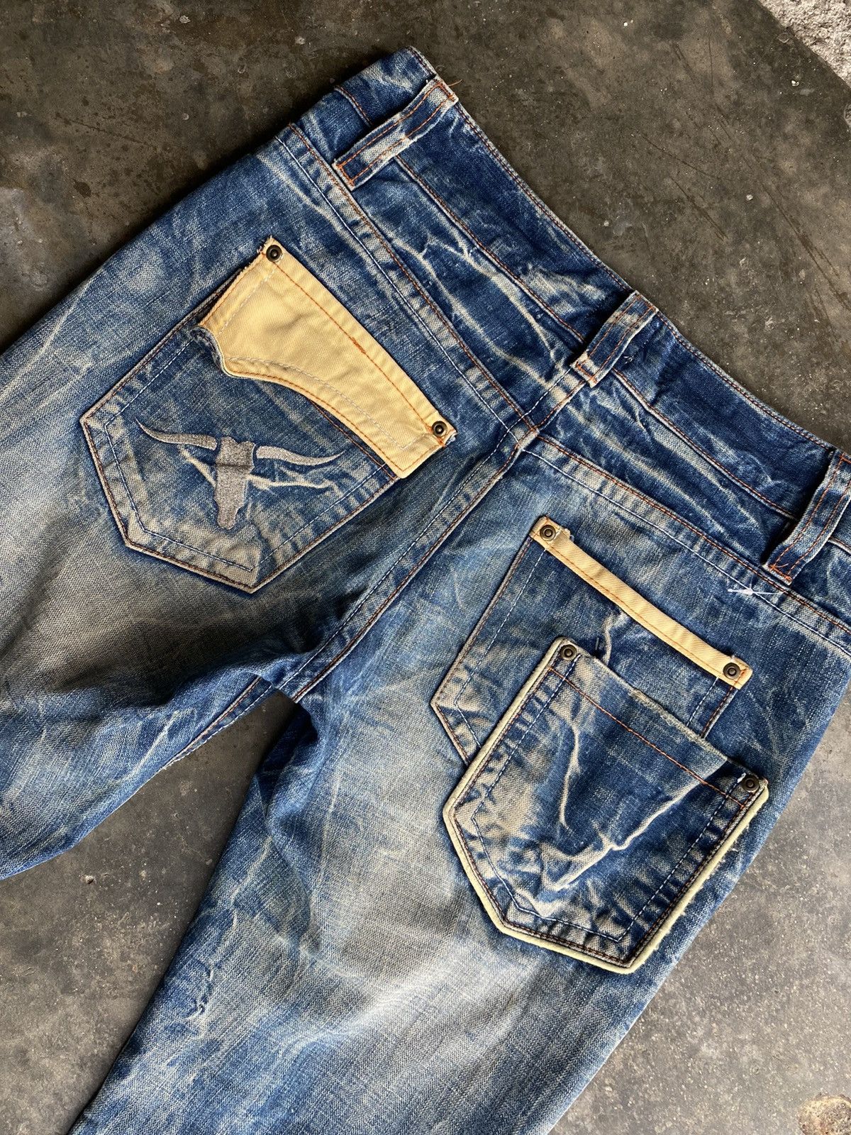 Japanese Brand Ozz First Distressed Flare Jeans Size US 33 - 4 Thumbnail