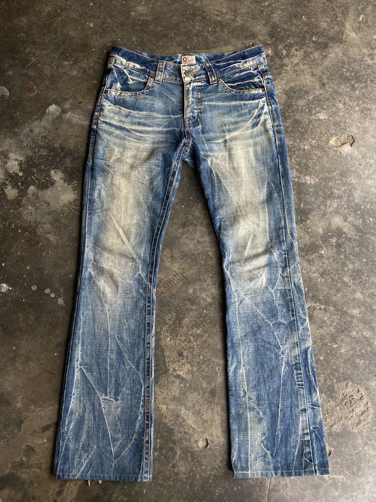 Japanese Brand Ozz First Distressed Flare Jeans Size US 33 - 1 Thumbnail