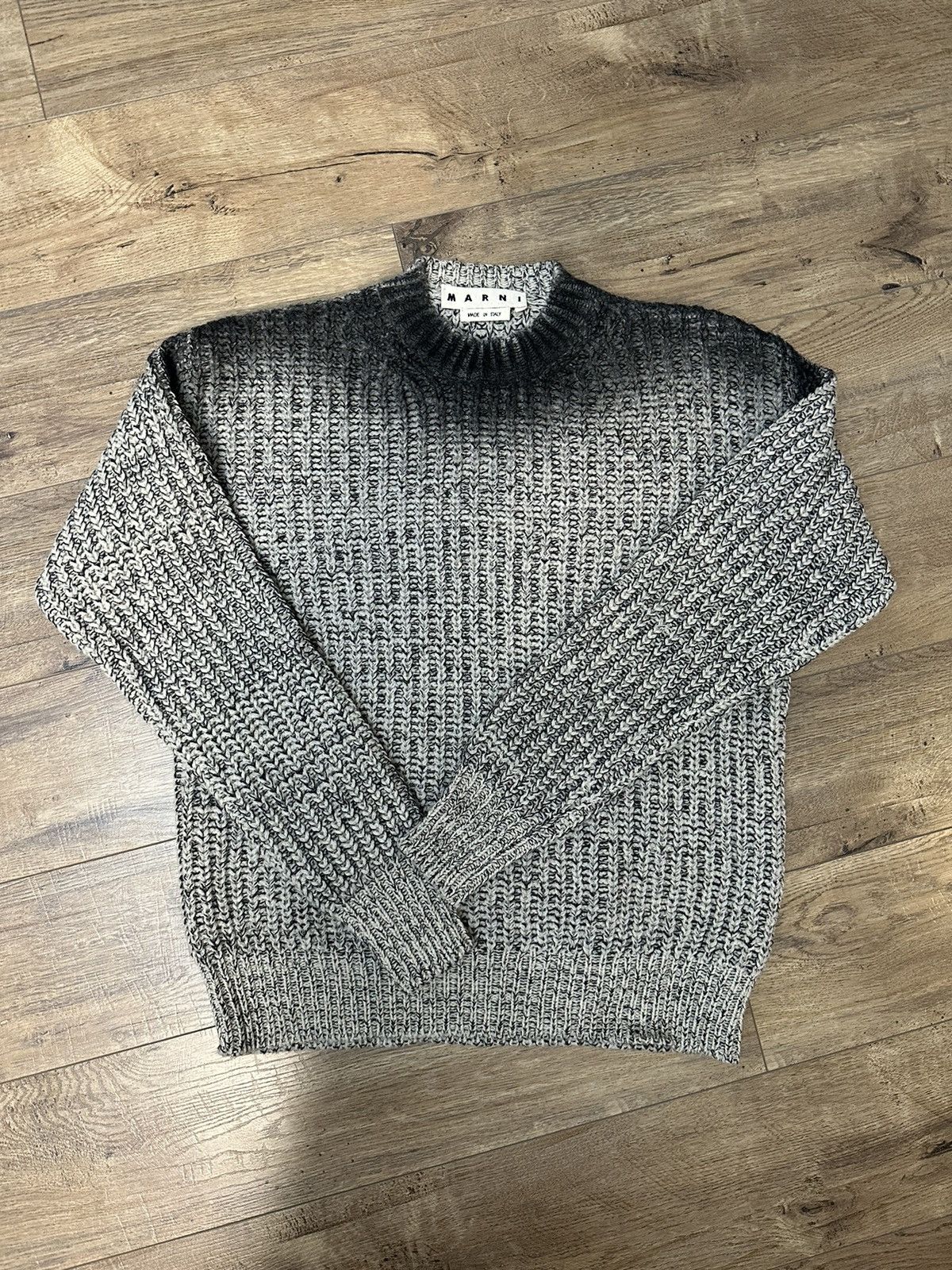 Marni Black/White Chunky Knit Sweater Size US L / EU 52-54 / 3 - 1 Thumbnail
