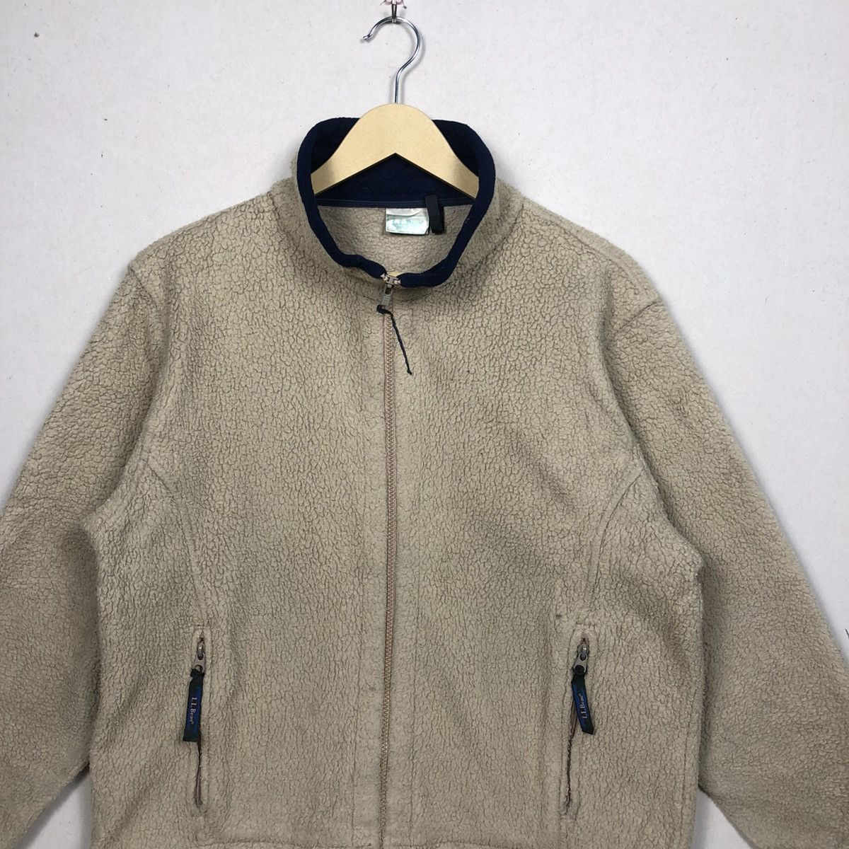 L.L. Bean Vintage 90s L.L Bean Pile Fleece Beige Sweater Jacket Size US M / EU 48-50 / 2 - 3 Thumbnail