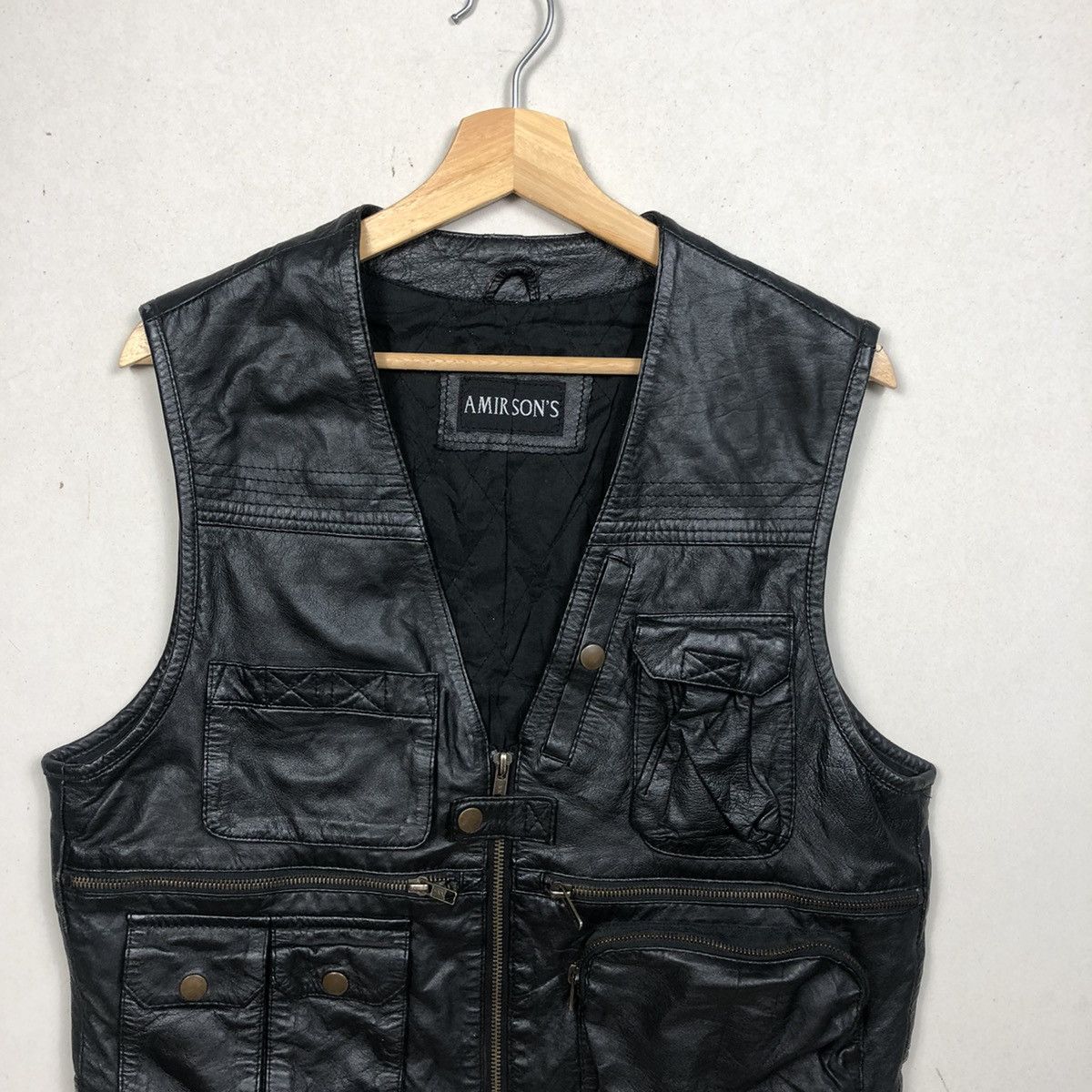 Japanese Brand Amirson’s Mens Luxury Leather Vest Jacket Multipocket Size US M / EU 48-50 / 2 - 5 Thumbnail