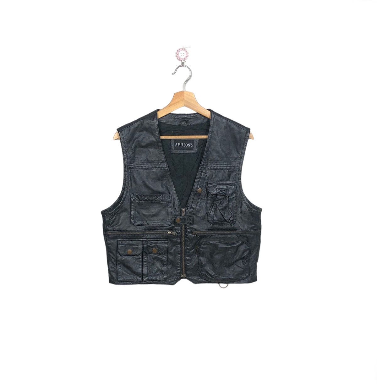Japanese Brand Amirson’s Mens Luxury Leather Vest Jacket Multipocket Size US M / EU 48-50 / 2 - 1 Thumbnail