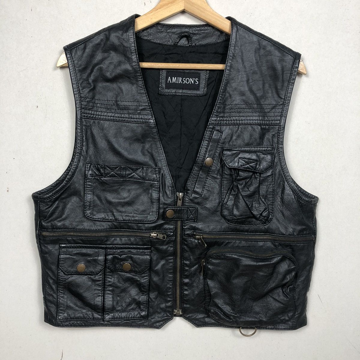 Japanese Brand Amirson’s Mens Luxury Leather Vest Jacket Multipocket Size US M / EU 48-50 / 2 - 3 Thumbnail