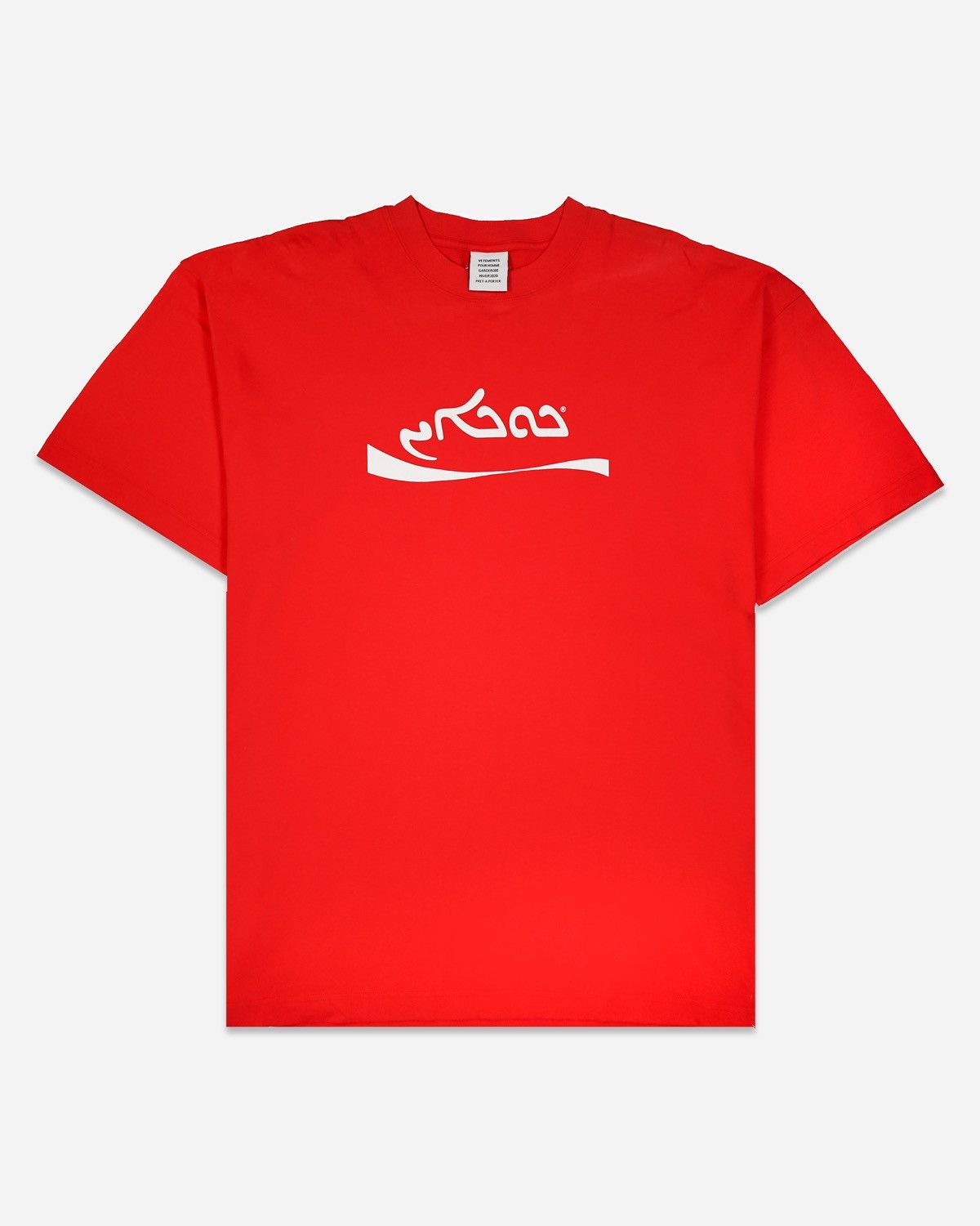 image of Vetements Arabic” Cocaine” Runway Tee - Fw19 in Red, Men's (Size XL)