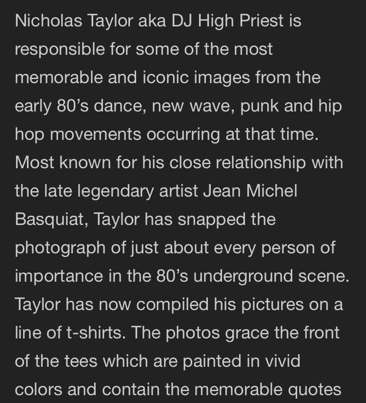 Jean-Michel Basquiat STANLEY MOSS JEAN MICHEL BASQUAIT BY NICHOLAS TAYLOR TSHIRT Size US S / EU 44-46 / 1 - 2 Thumbnail