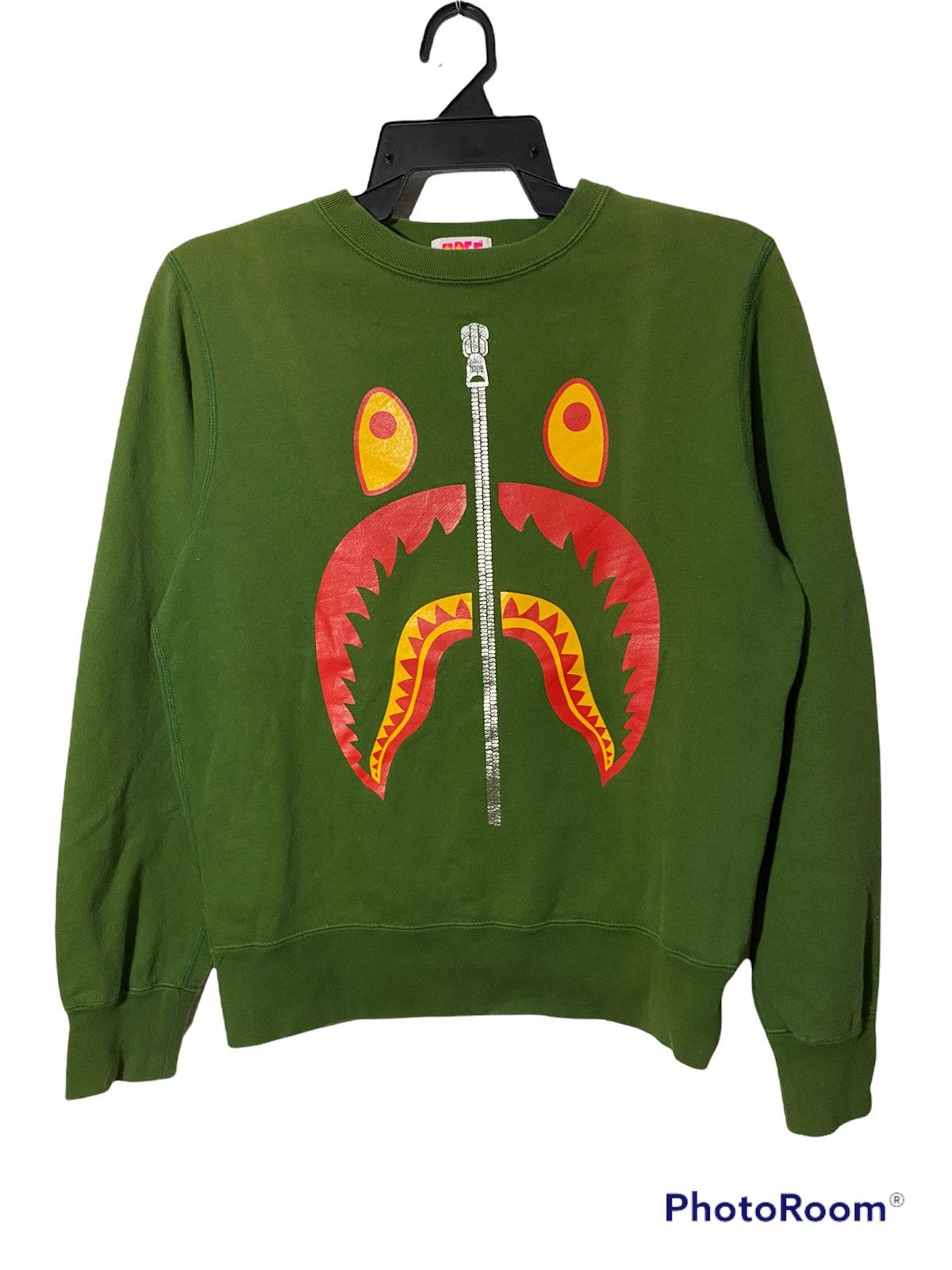 image of Bape Apee Shark Crewneck in Green, Women's (Size Small)