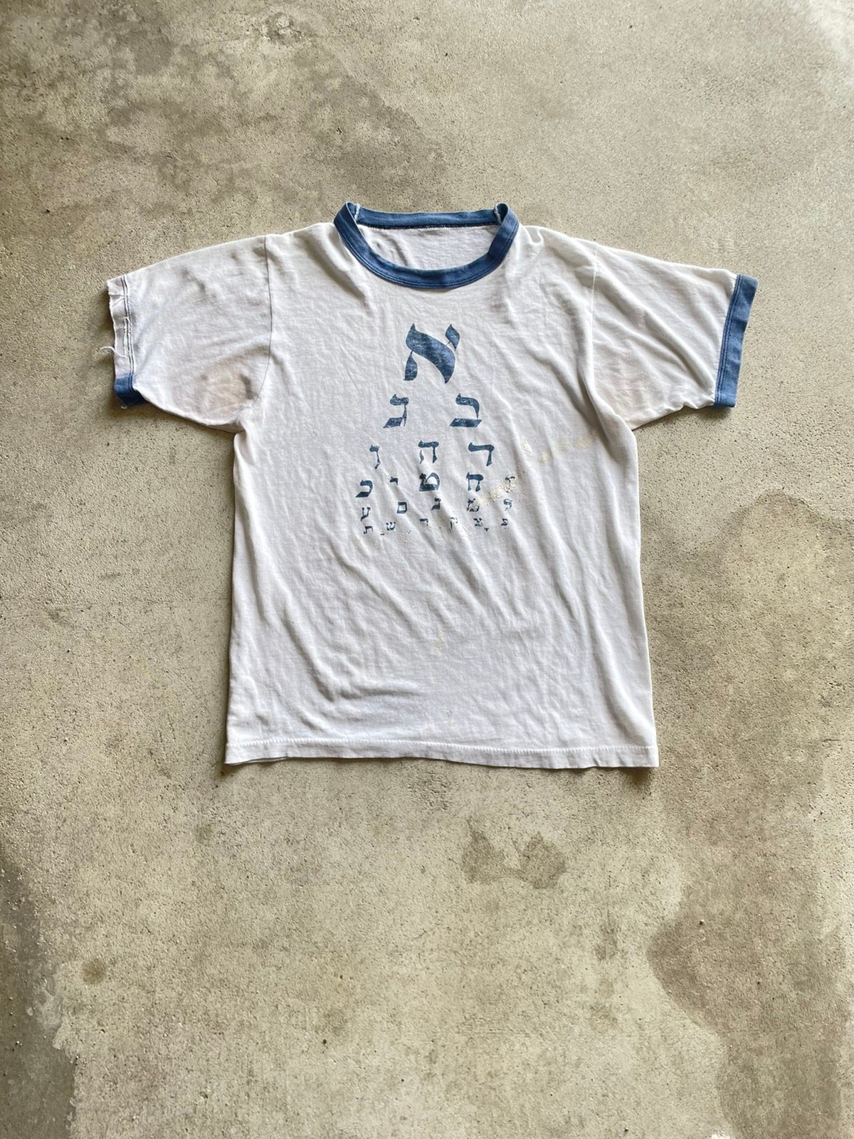 Pre-owned Vintage 70's Hebrew Ringer T Shirt In White