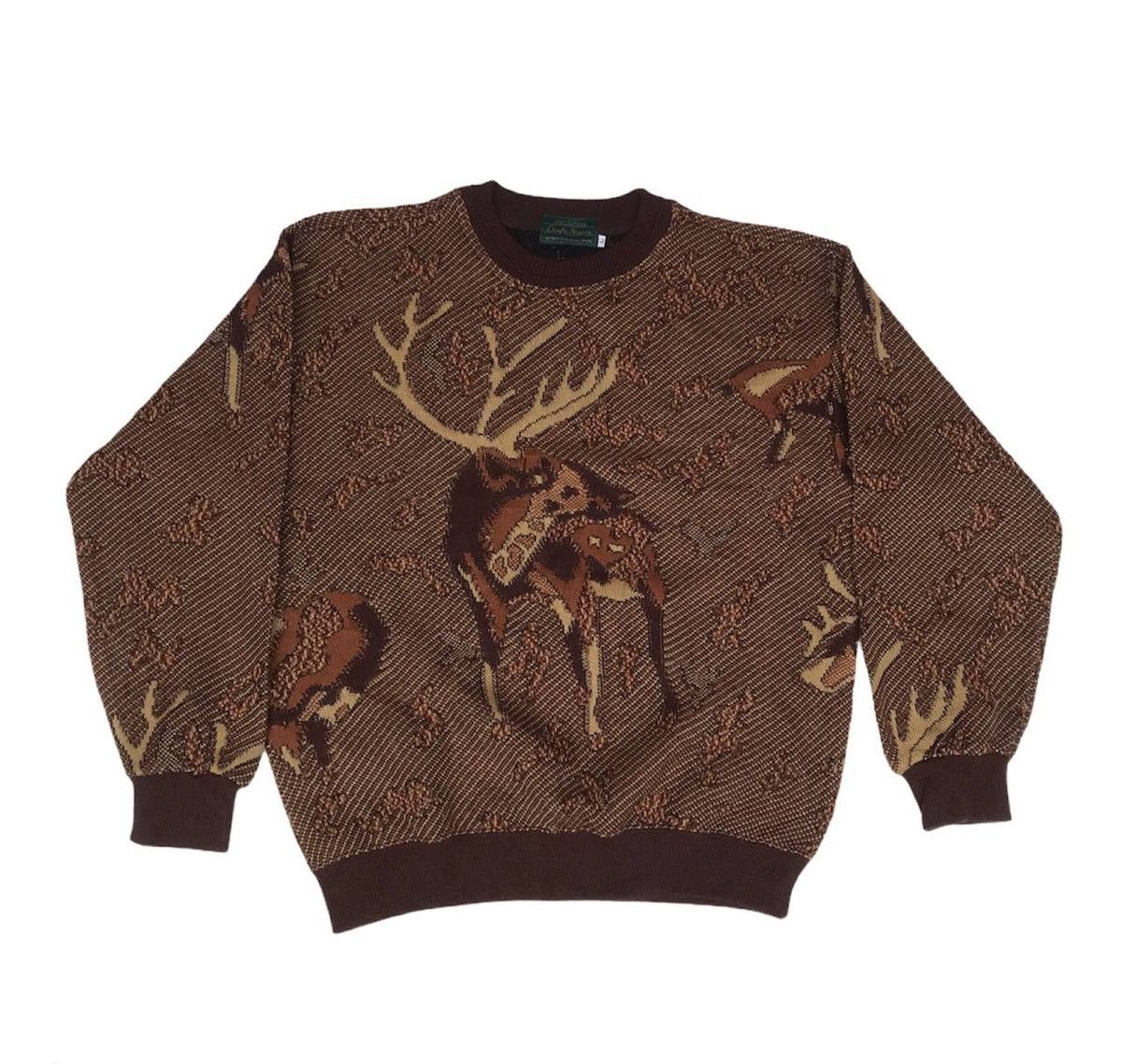 Aran Isles Knitwear × Vintage Vintage Craft Movie knitwear Deer habitat motive sweatshirt Size US L / EU 52-54 / 3 - 2 Thumbnail
