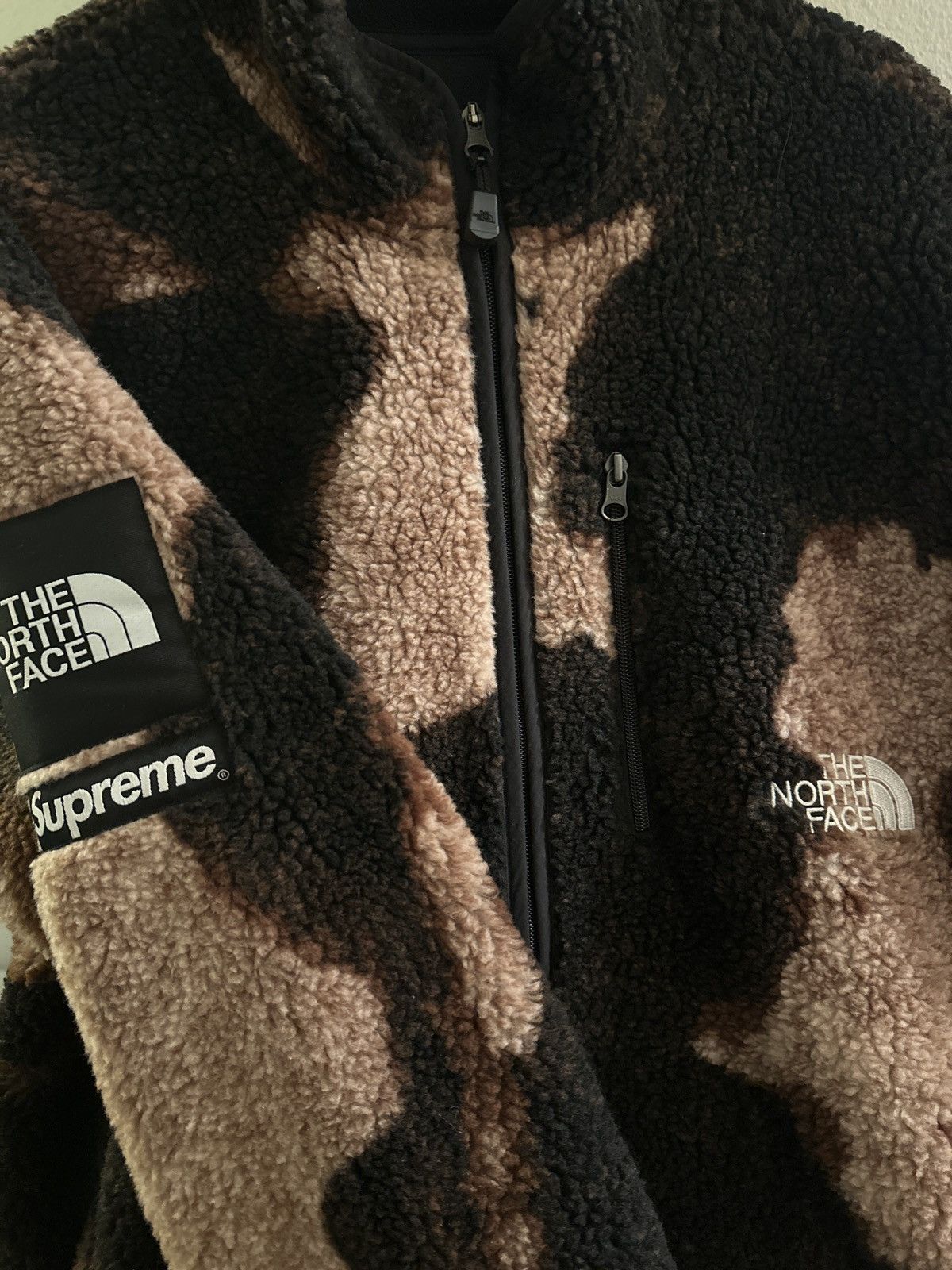 Supreme × The North Face Supreme The North Face Bleach Print Fleece Jacket  Black FW21 | Grailed