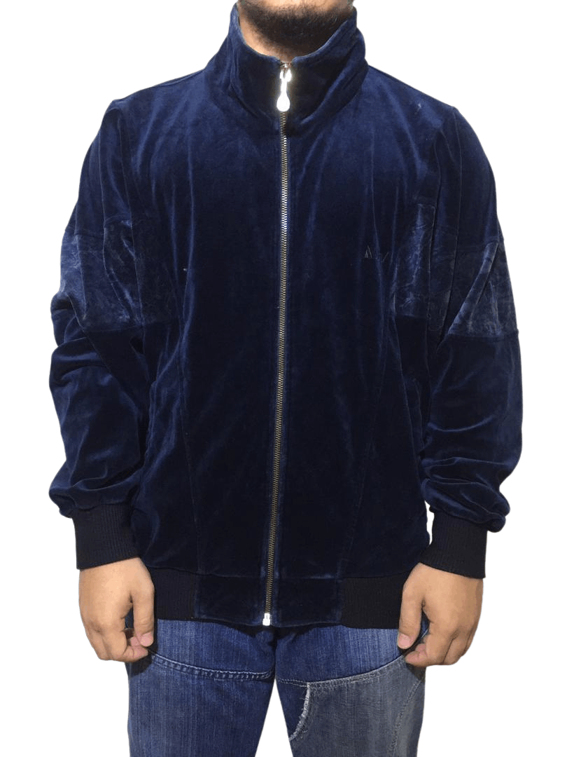 image of Active Japanese Activ Bomber Style Velvet Jacket in Dark Turquoise, Men's (Size Large)
